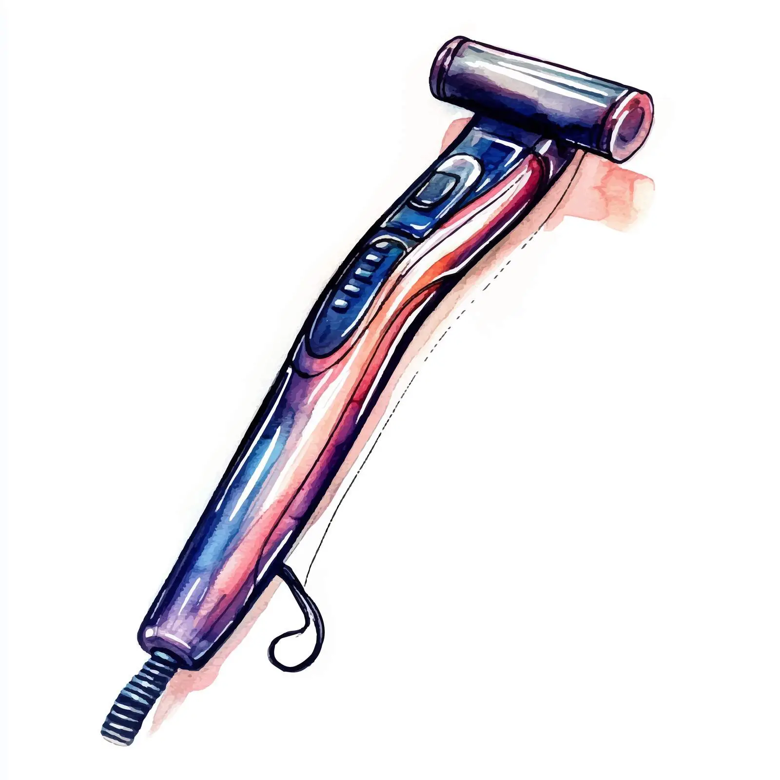 Hand-Drawn Watercolor Curling Iron Sketch – free haircare image from Dotvec