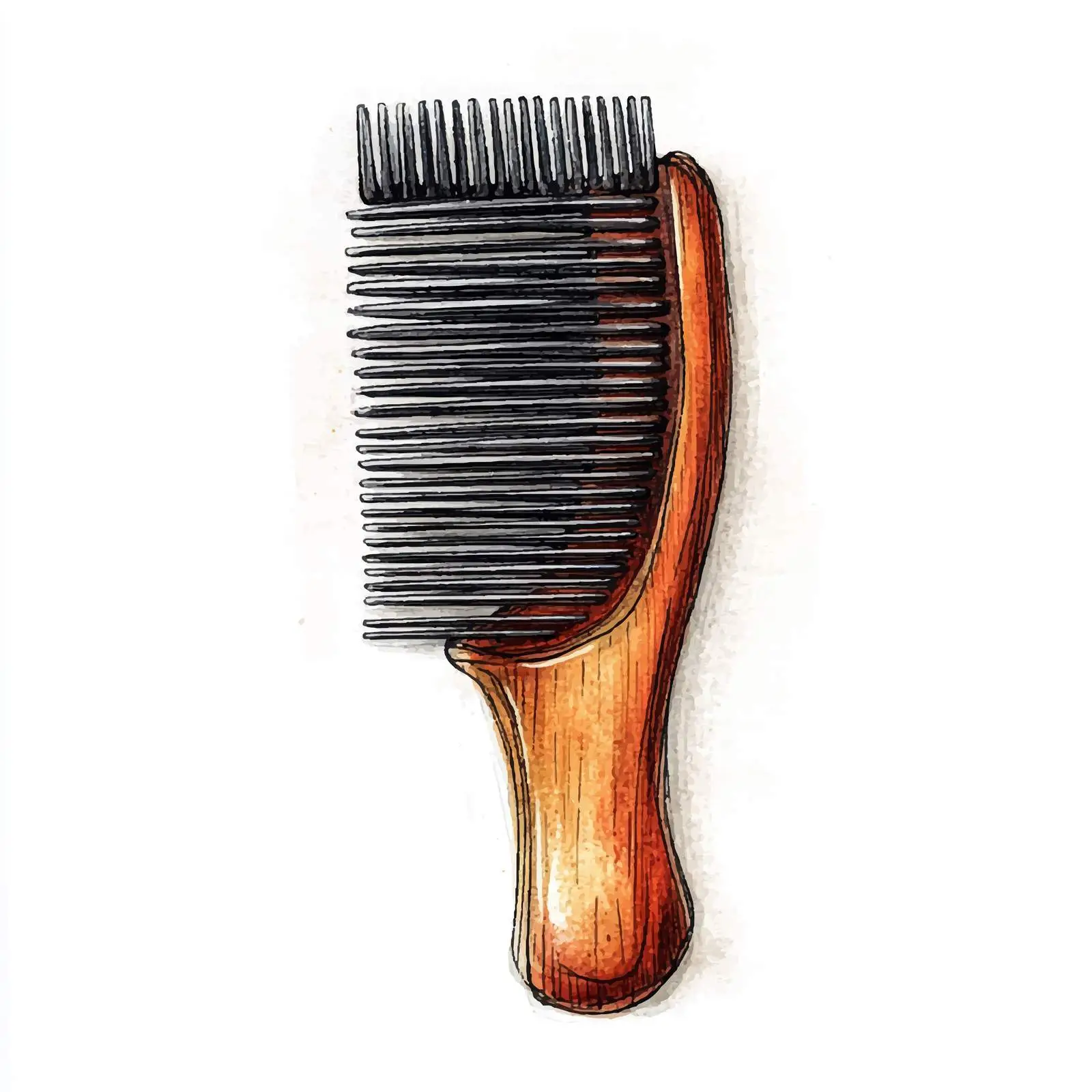 Watercolor Hand-Drawn Hair Comb Sketch — free download from Dotvec