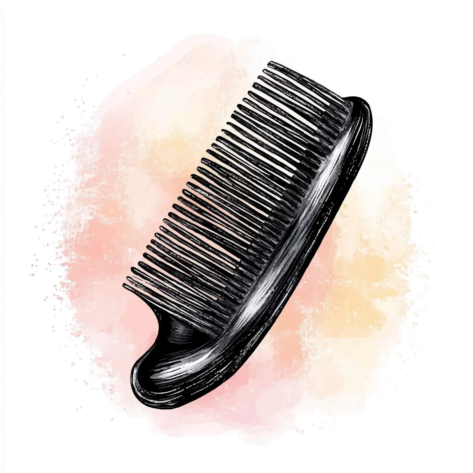 Hand-Drawn Watercolor Hair Comb Illustrations — free download from Dotvec