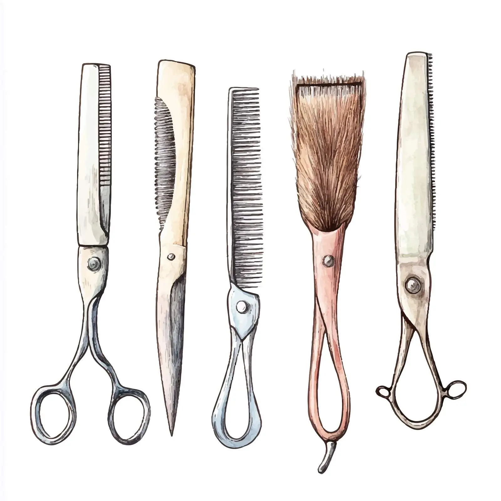 Watercolor Sketch of Hair Cutting Shears — free download from Dotvec