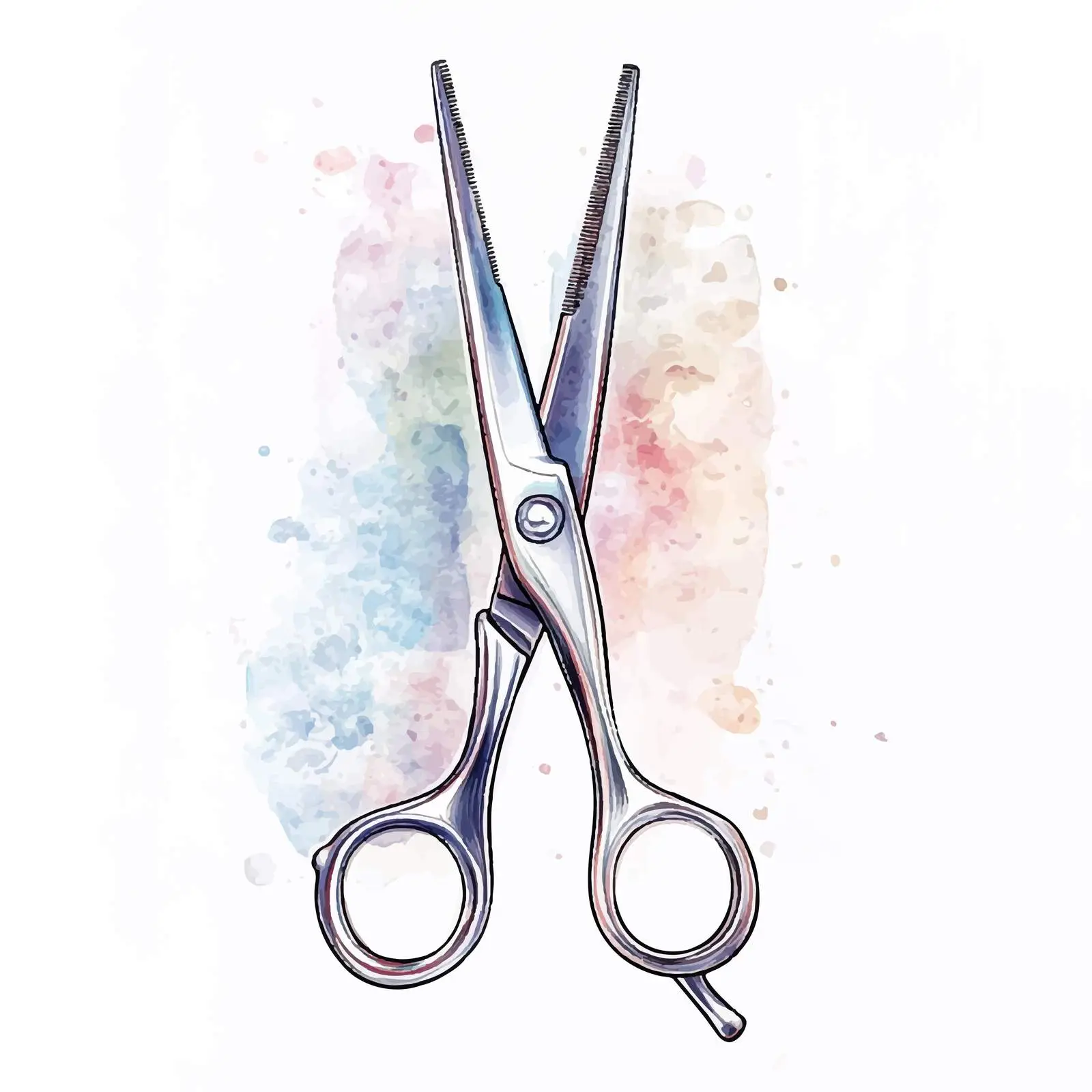 Watercolor Hand-Drawn Hair Cutting Shears Sketch — free download from Dotvec
