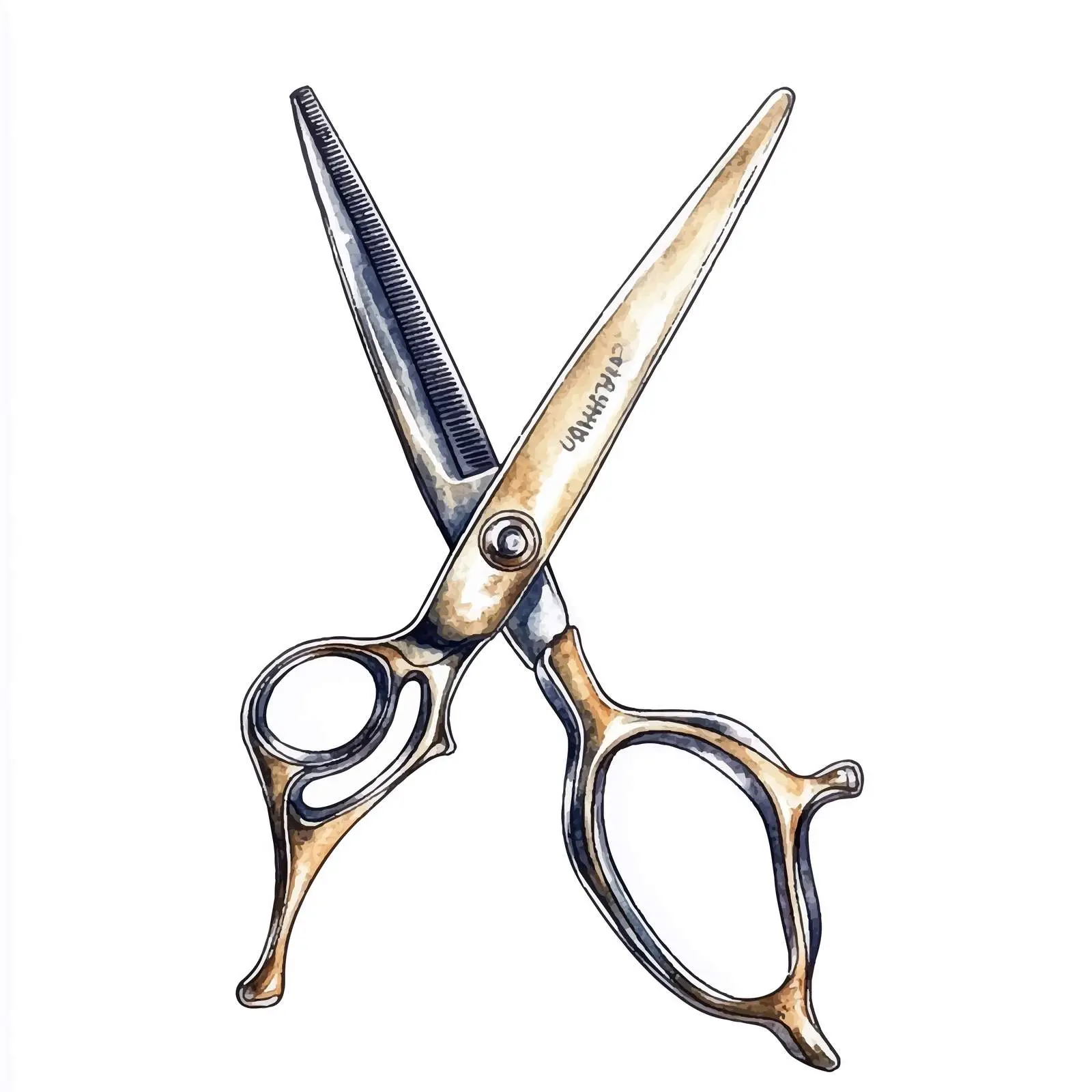 Hand-Drawn Watercolor Hair Cutting Shears Sketch — free download from Dotvec