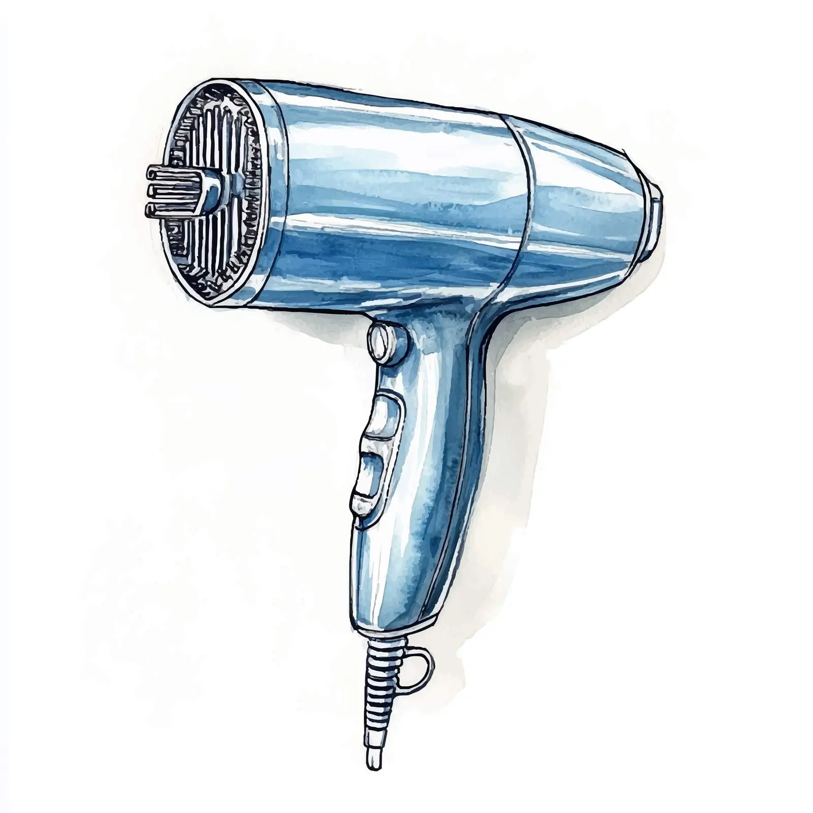 Watercolor Hair Dryer Comb Attachment Sketch – free versatile graphic image from Dotvec