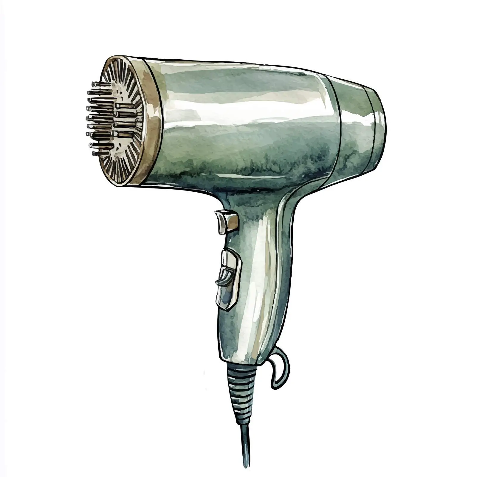 Watercolor Sketch of Hair Dryer Comb Attachment — free download from Dotvec