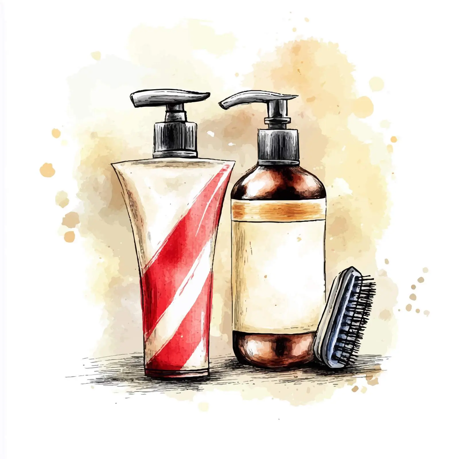 Watercolor Hand Drawn Mousse Hairspray Sketch — free download from Dotvec