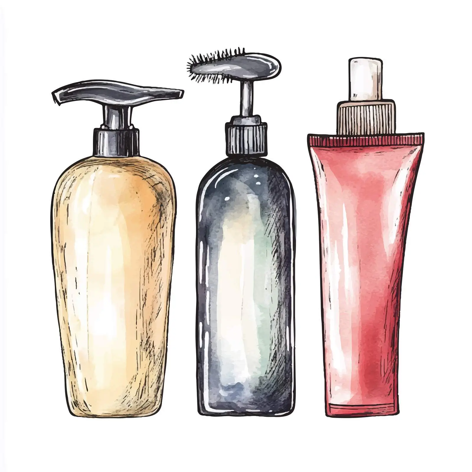 Watercolor Hand-Drawn Mousse Hairspray Illustration — free download from Dotvec