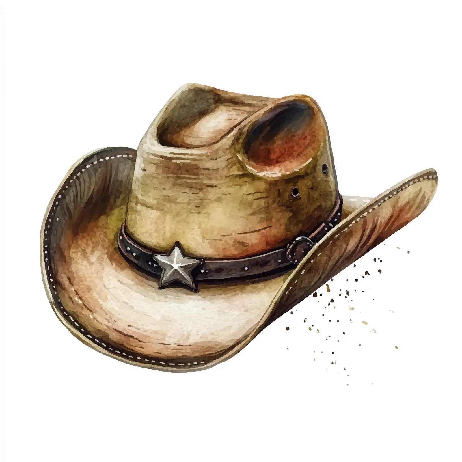 Watercolor Hand-Painted Cowboy Hat Illustration — free download from Dotvec