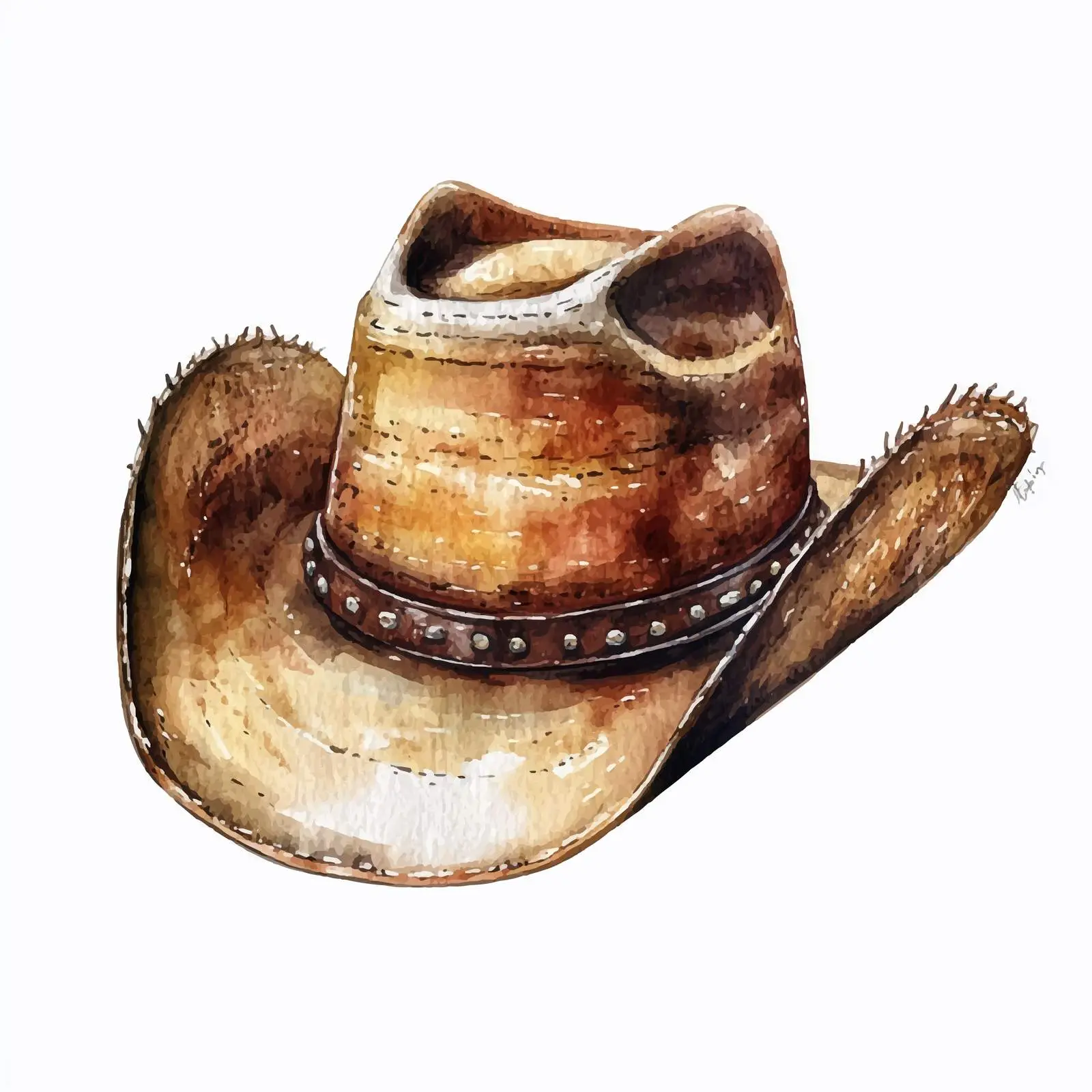 Hand Painted Watercolor Cowboy Hat Illustration — free download from Dotvec