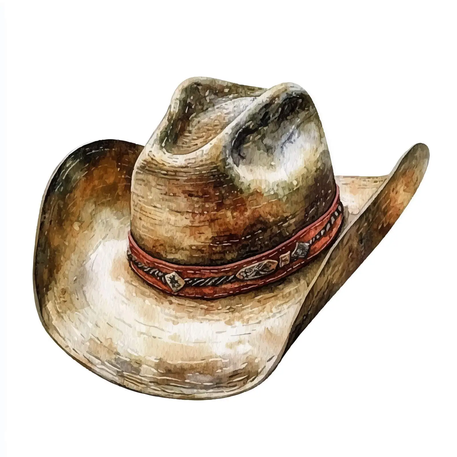 Watercolor Hand-Painted Cowboy Hat Illustration — free download from Dotvec