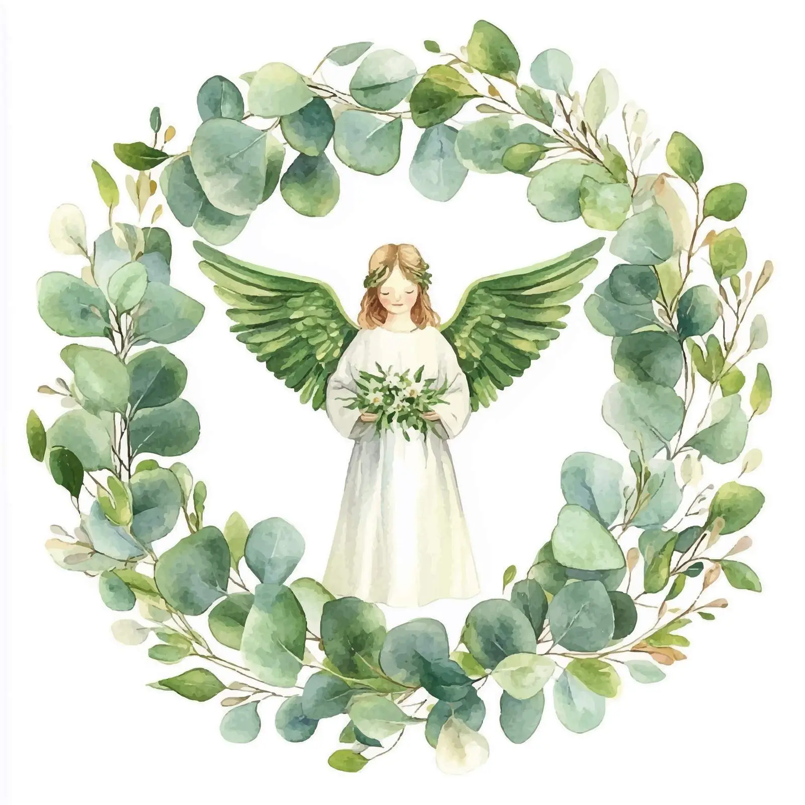 Watercolor Eucalyptus Wreath Design — free download from Dotvec
