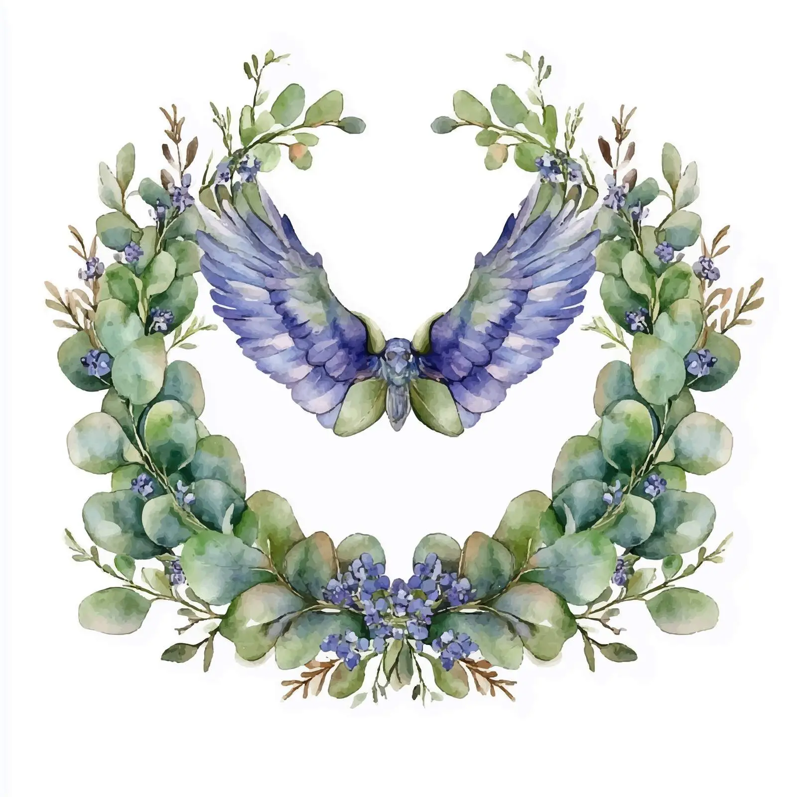 Hand-Painted Watercolor Eucalyptus Wreath Design — free download from Dotvec