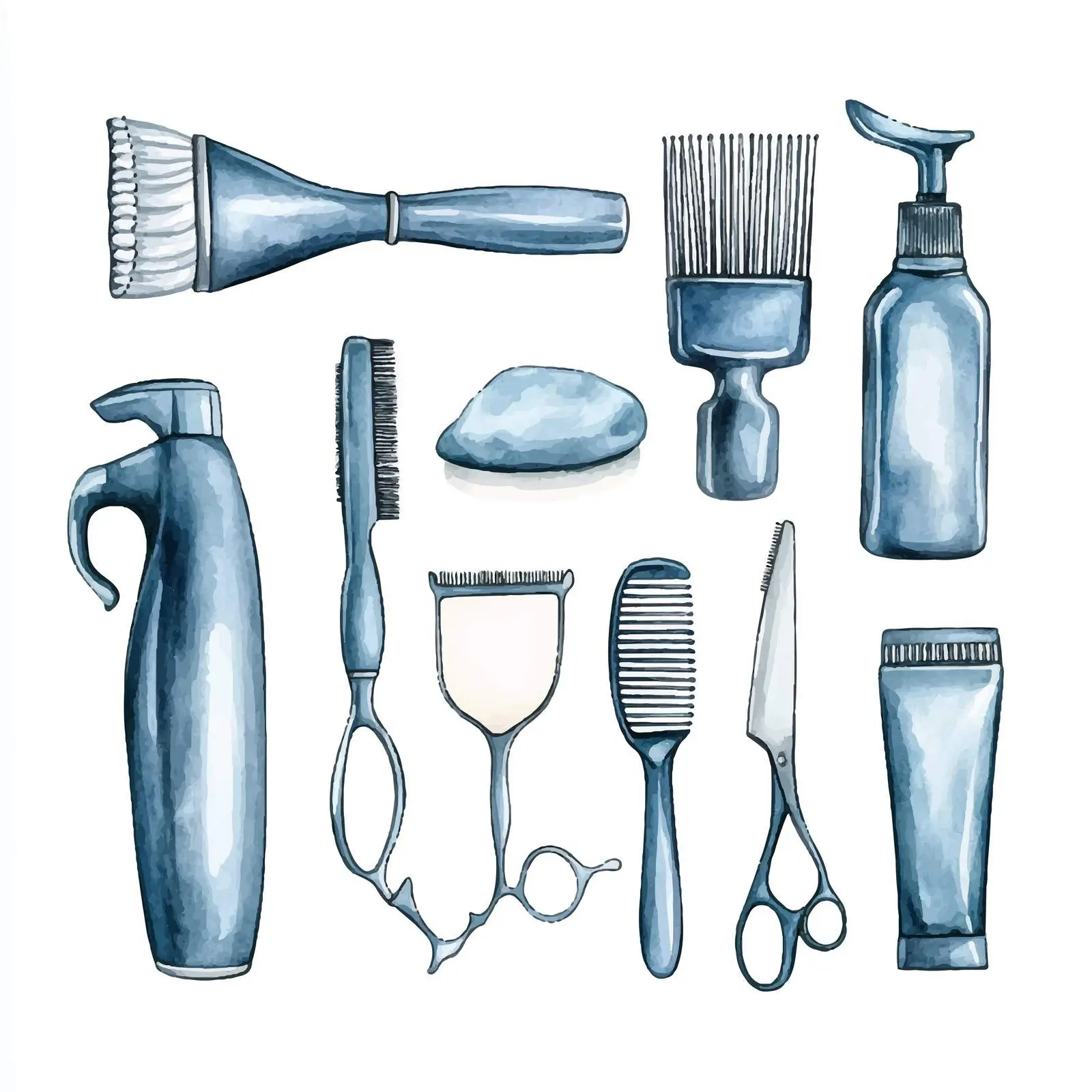 Hand-Drawn Watercolor Barber Tools Illustration — free download from Dotvec