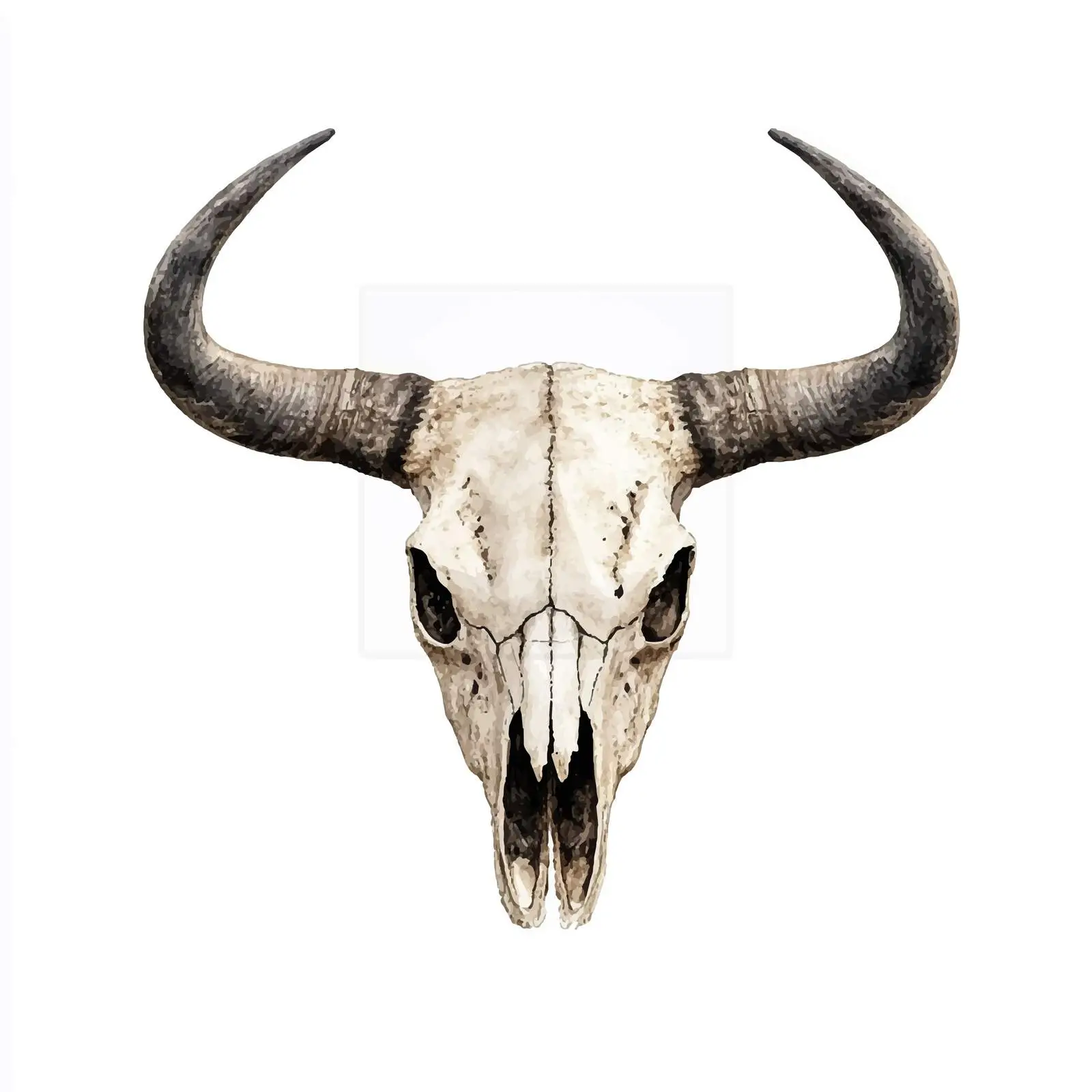Watercolor Cow Skull with Horns Isolated on White — free download from Dotvec