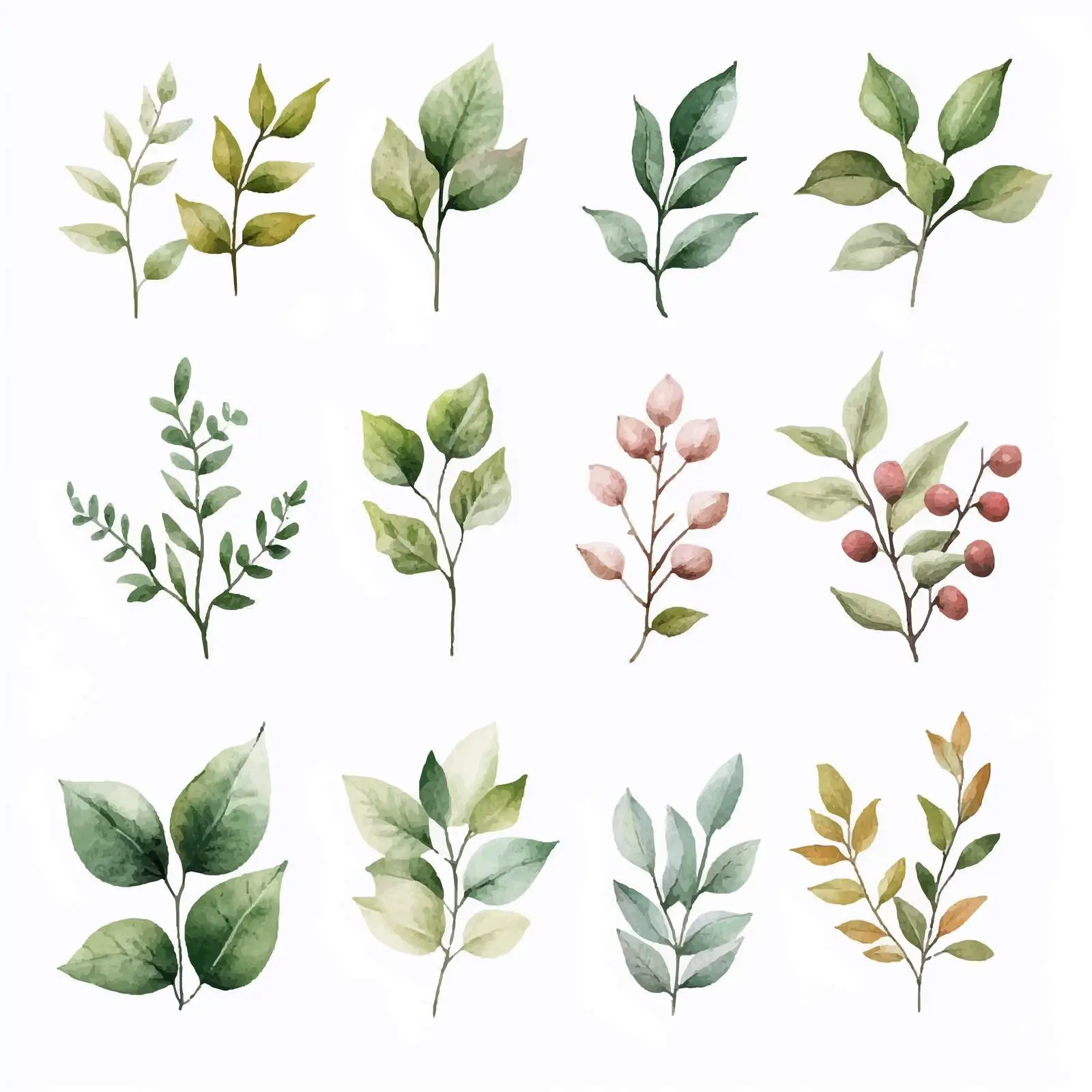 Collection of Watercolor Leaves - Rose and Linden — free download from Dotvec