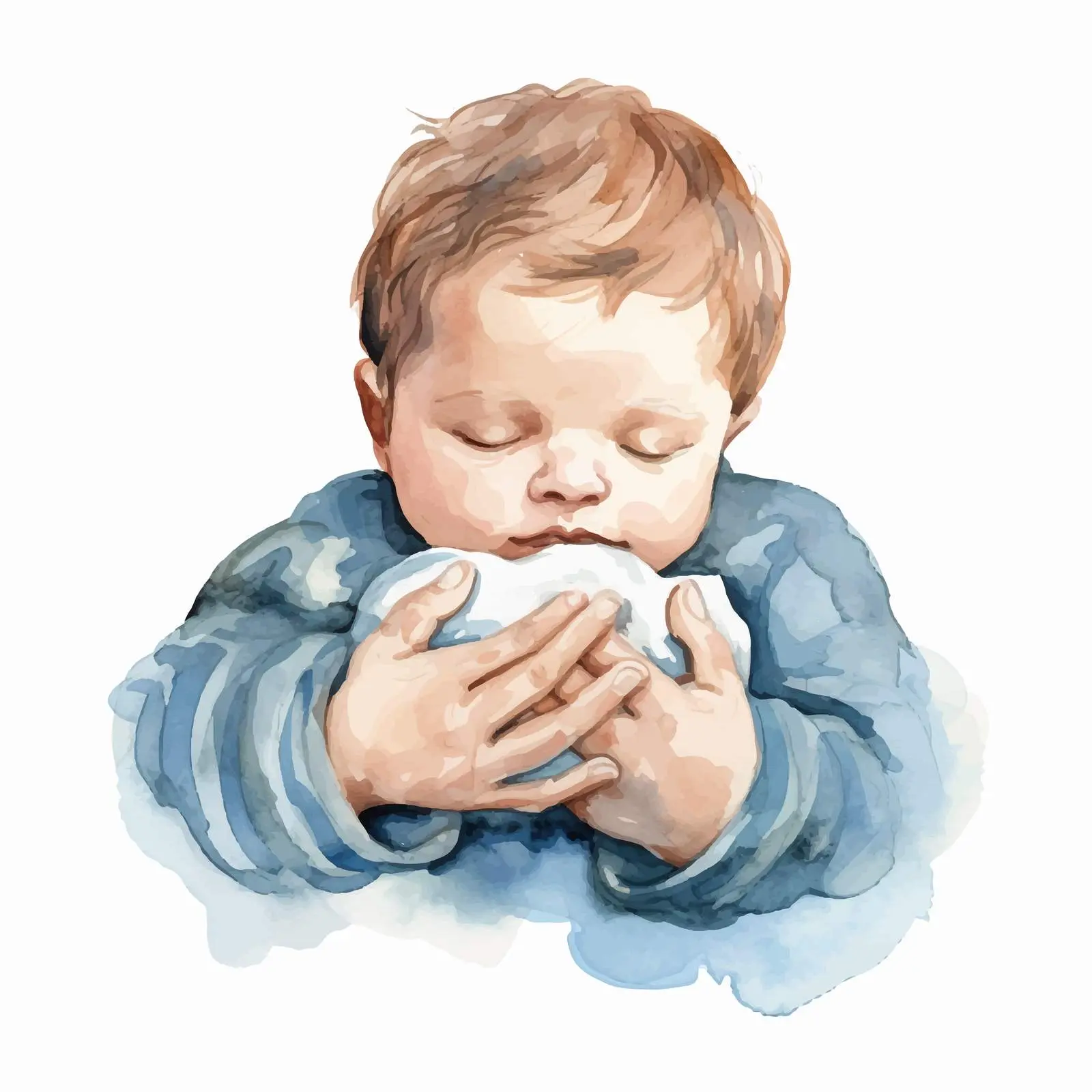Watercolor Newborn Baby in Hands Postcard — free download from Dotvec