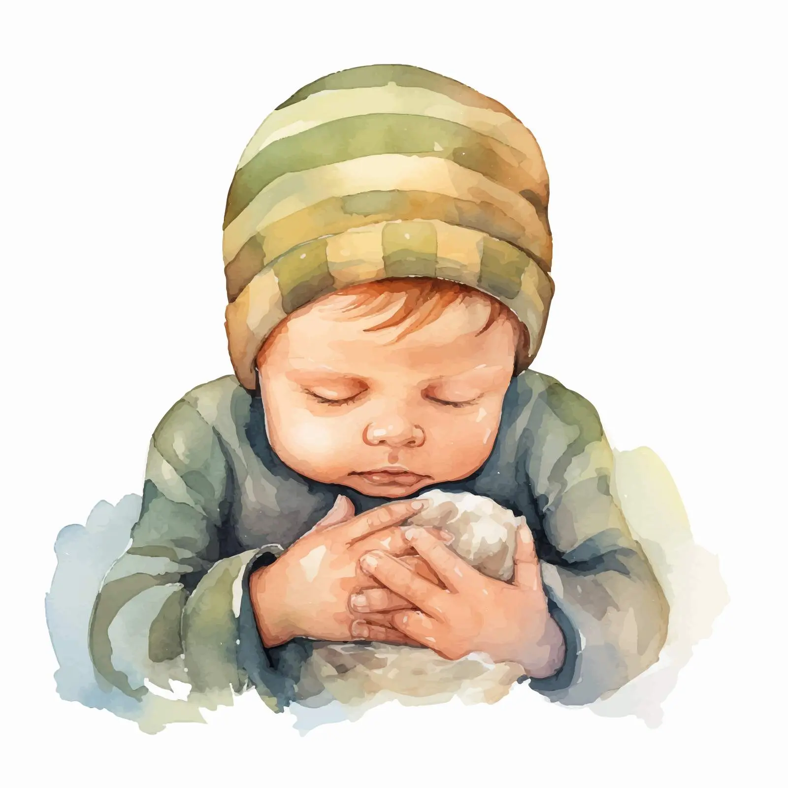 Watercolor Newborn Baby in Hands Illustration — free download from Dotvec
