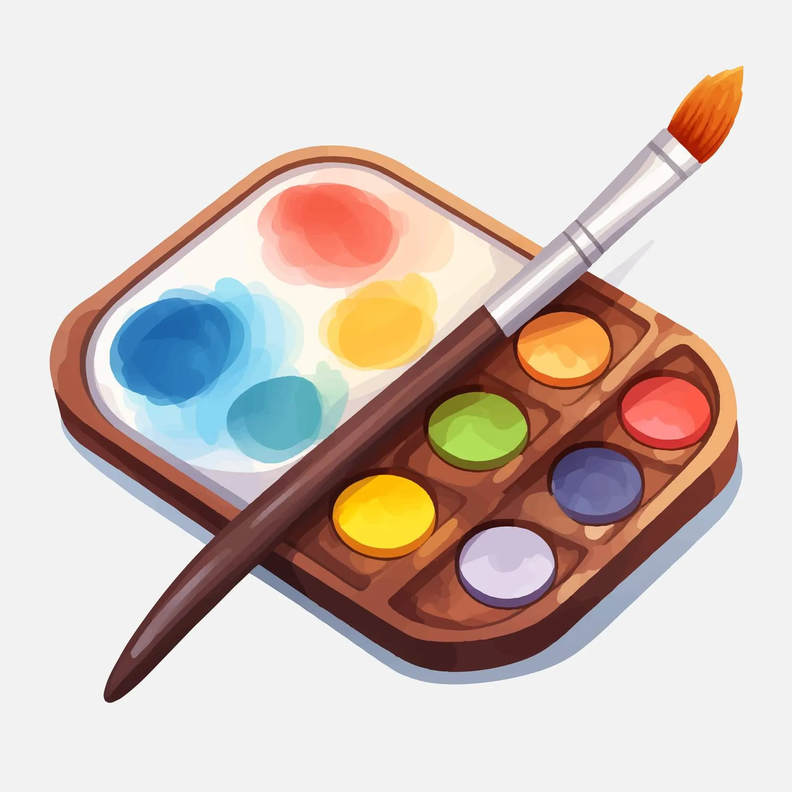 Watercolor Paints Box and Drawing Brush Palette – free art workshop image from Dotvec