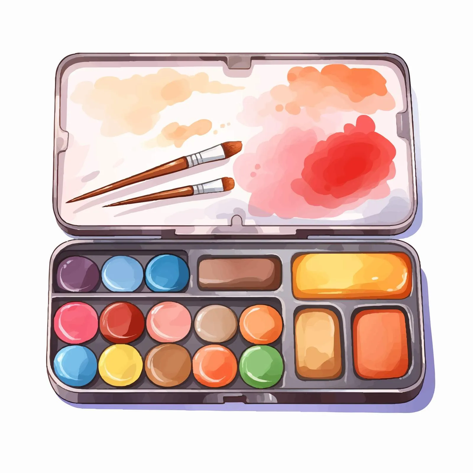 Watercolor Paints and Brushes Set – free watercolor effect image from Dotvec