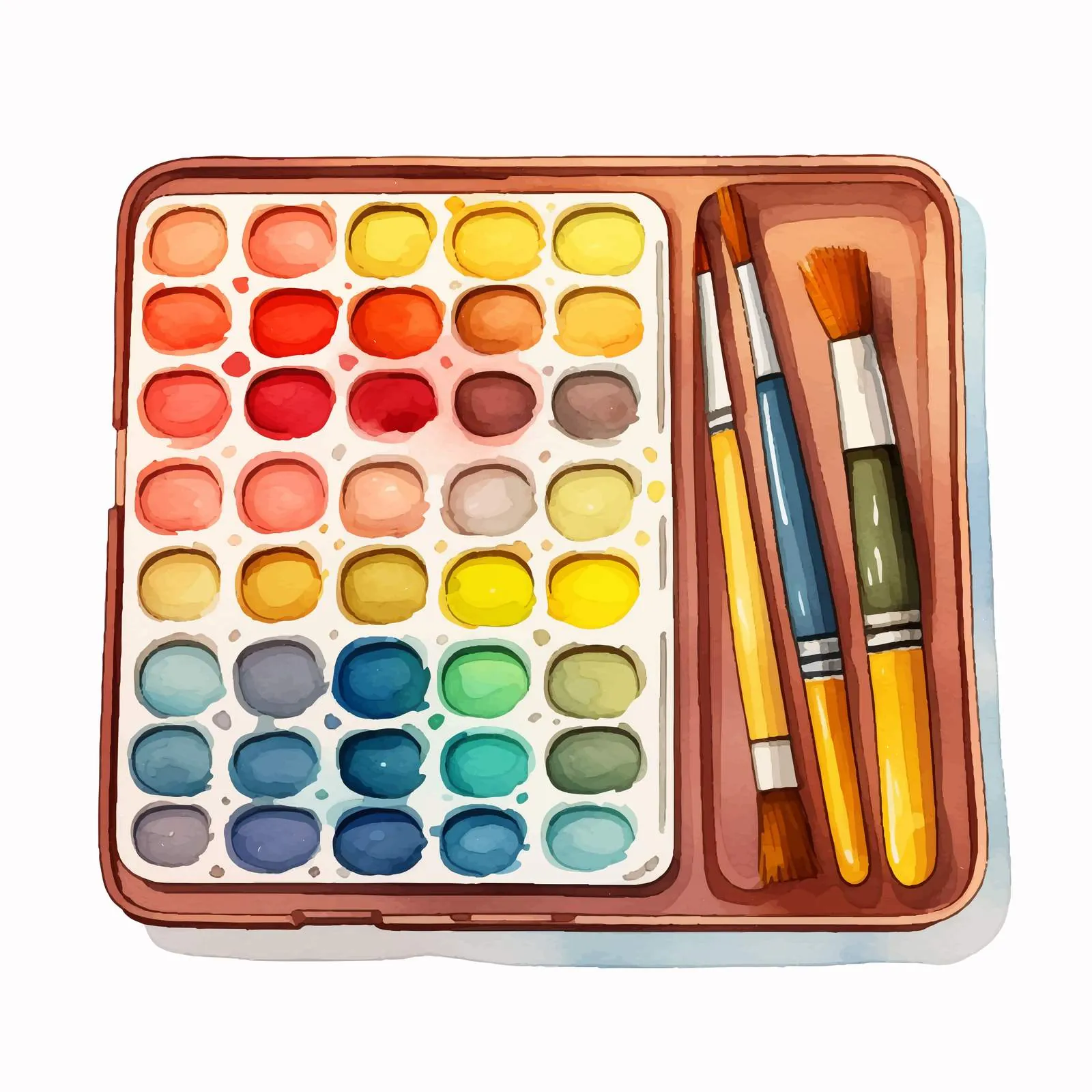 Watercolor Paints and Brushes Palette Vector — free download from Dotvec