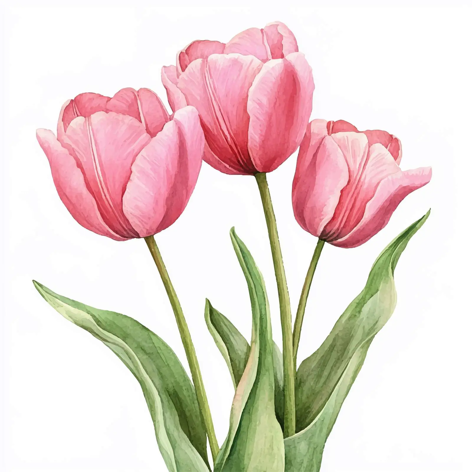 Pink Tulips Watercolor Spring Illustration — free download from Dotvec