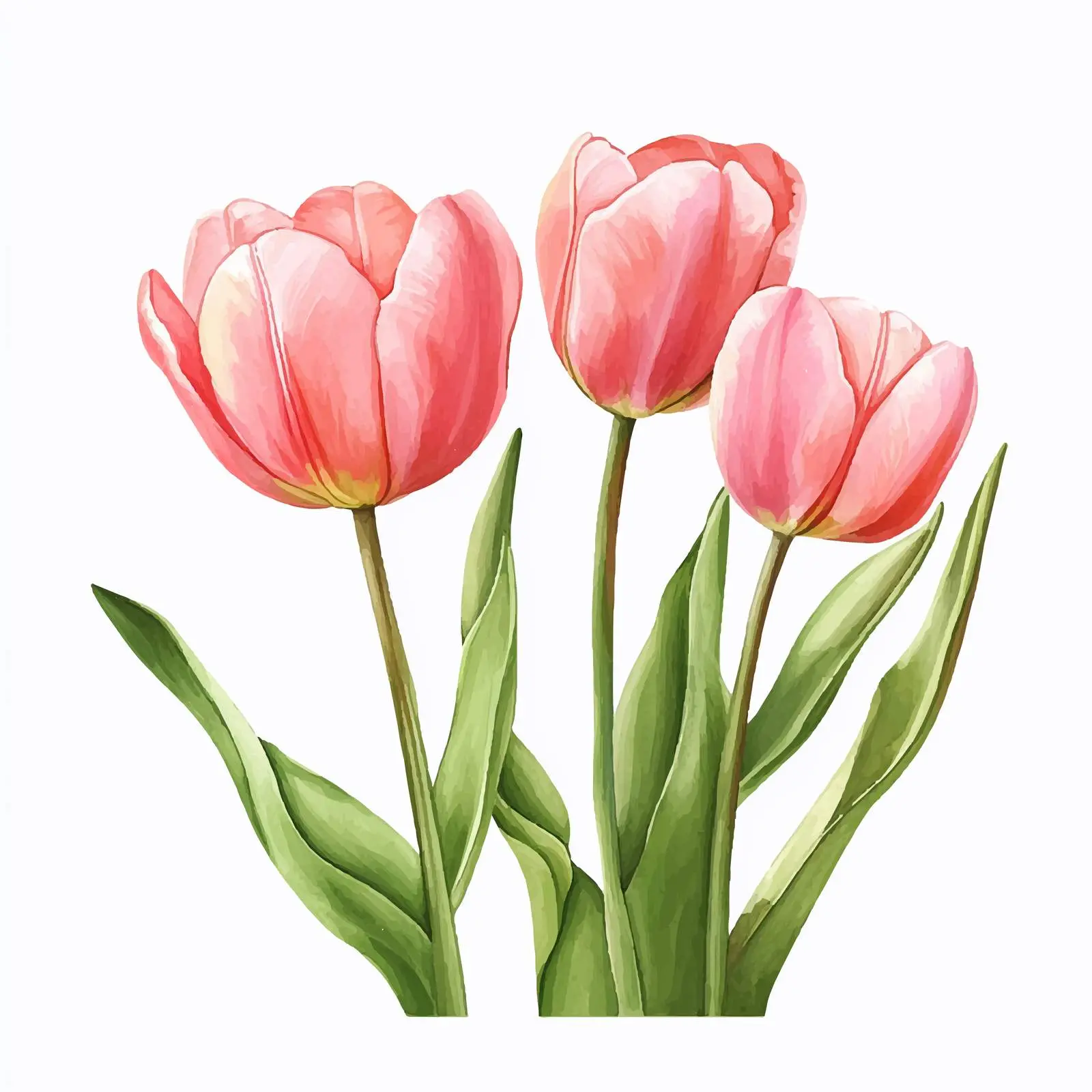Pink Tulips Watercolor Illustration for Spring Decor — free download from Dotvec