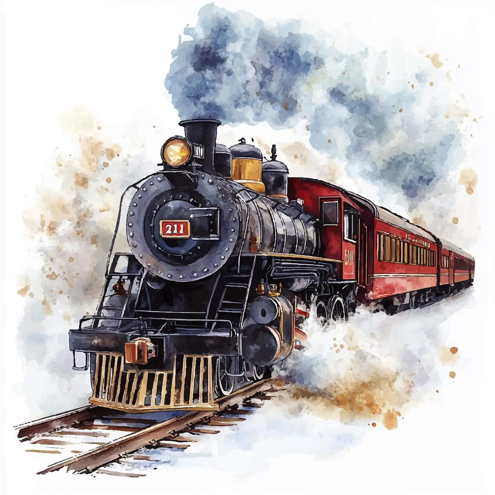 Watercolor Polar Express All Aboard Christmas Clipart — free download from Dotvec
