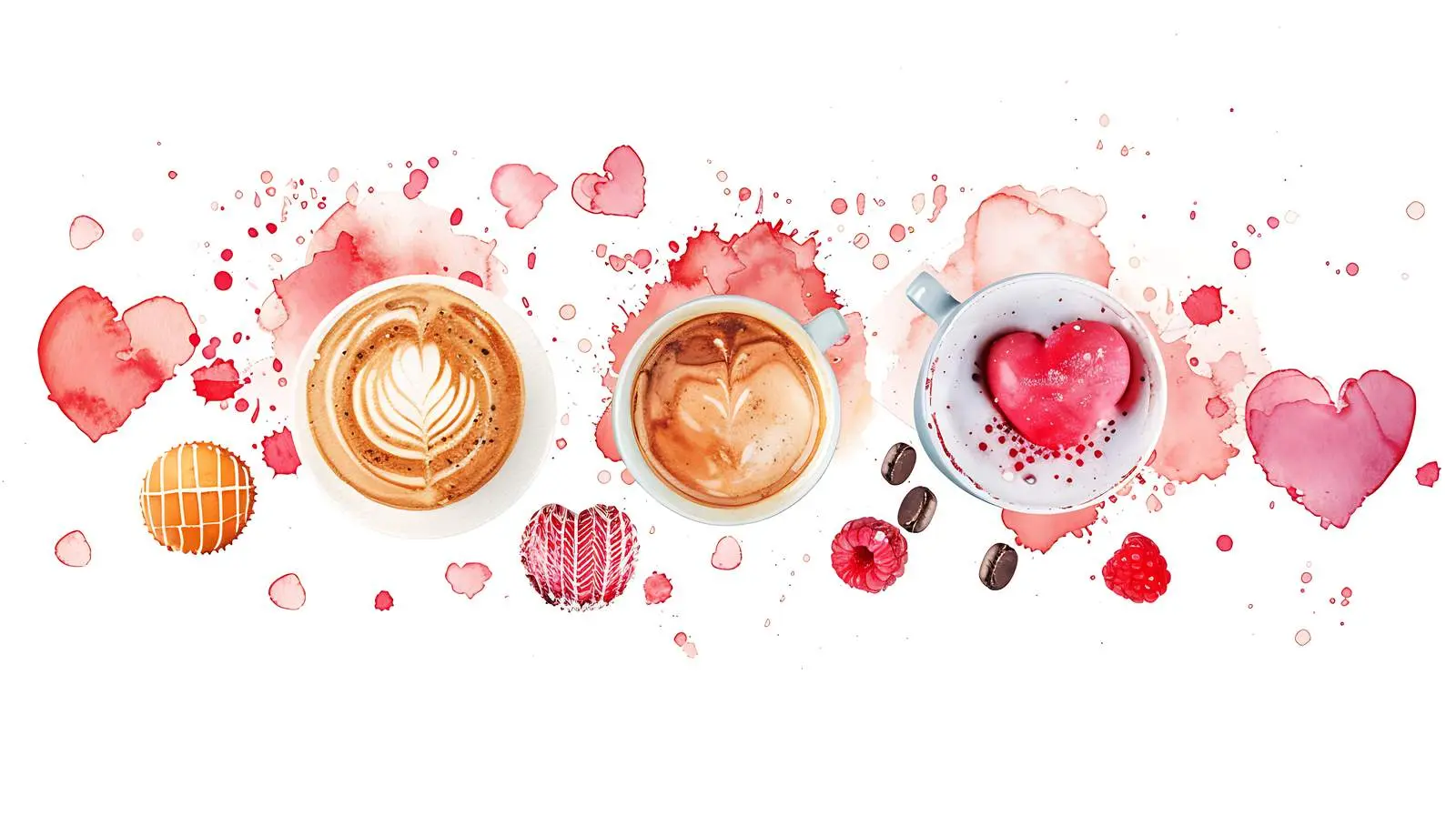 Watercolor Postcards with Coffee and Sweets – free watercolor image from Dotvec