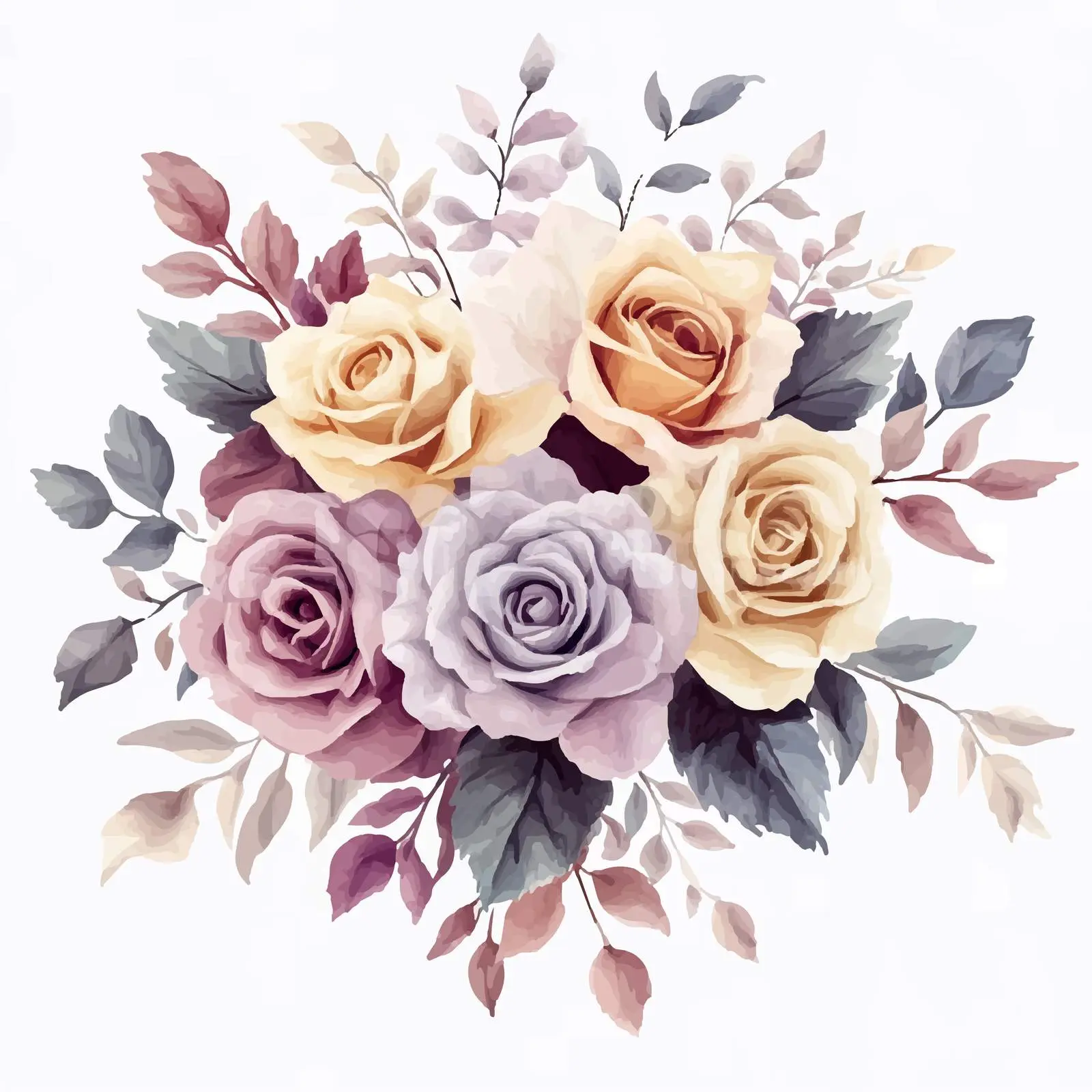Watercolor Rose Flower Vector Clipart — free download from Dotvec