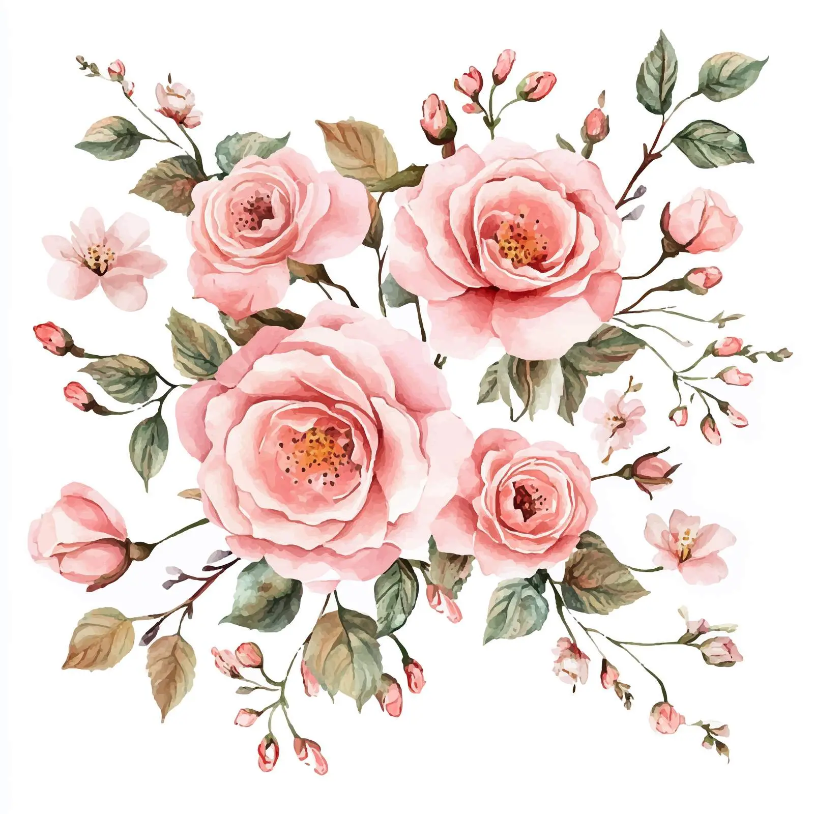 Watercolor Pink Sakura Flowers on Cherry Branch — free download from Dotvec