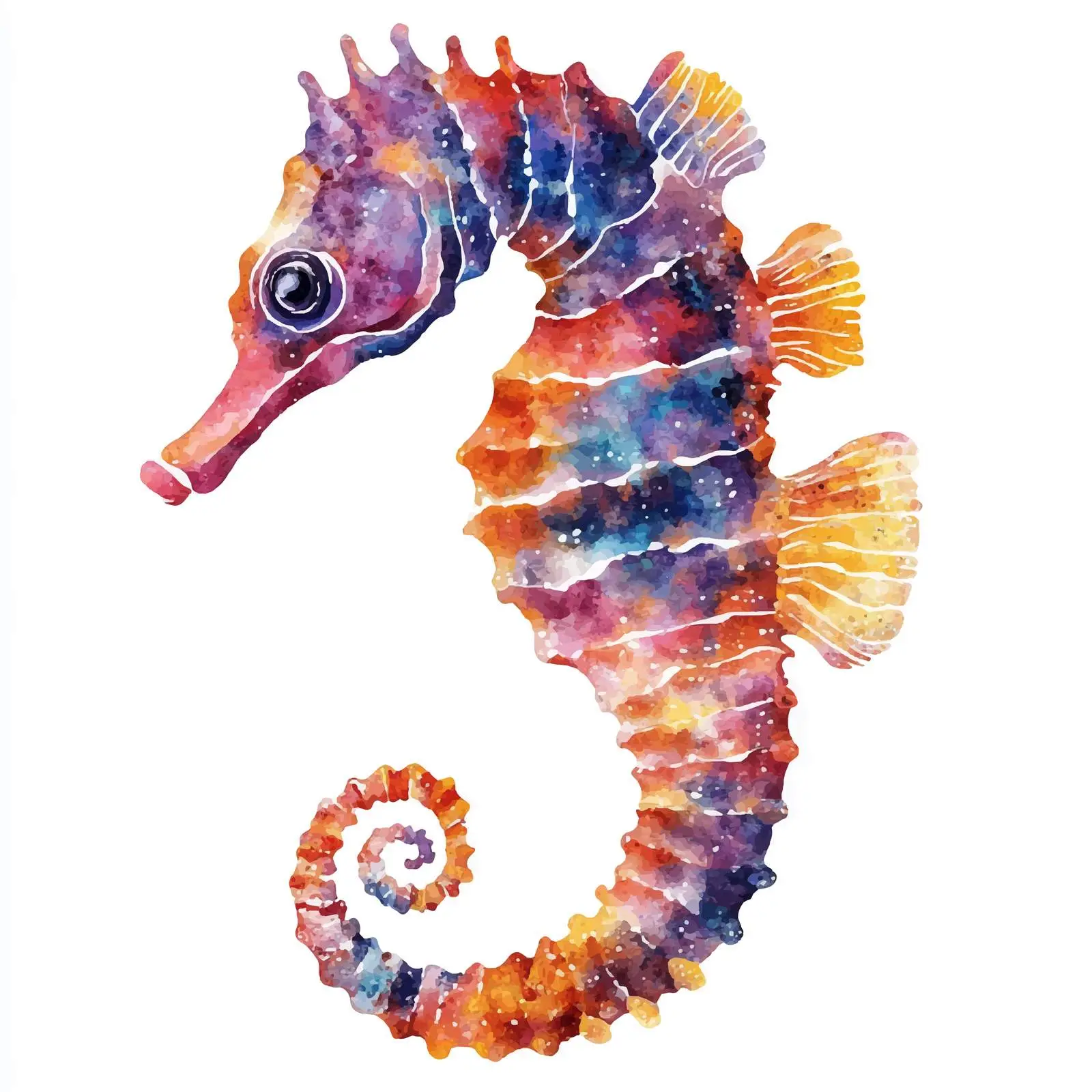 Watercolor Seahorse Vector Illustration on White Background — free download from Dotvec