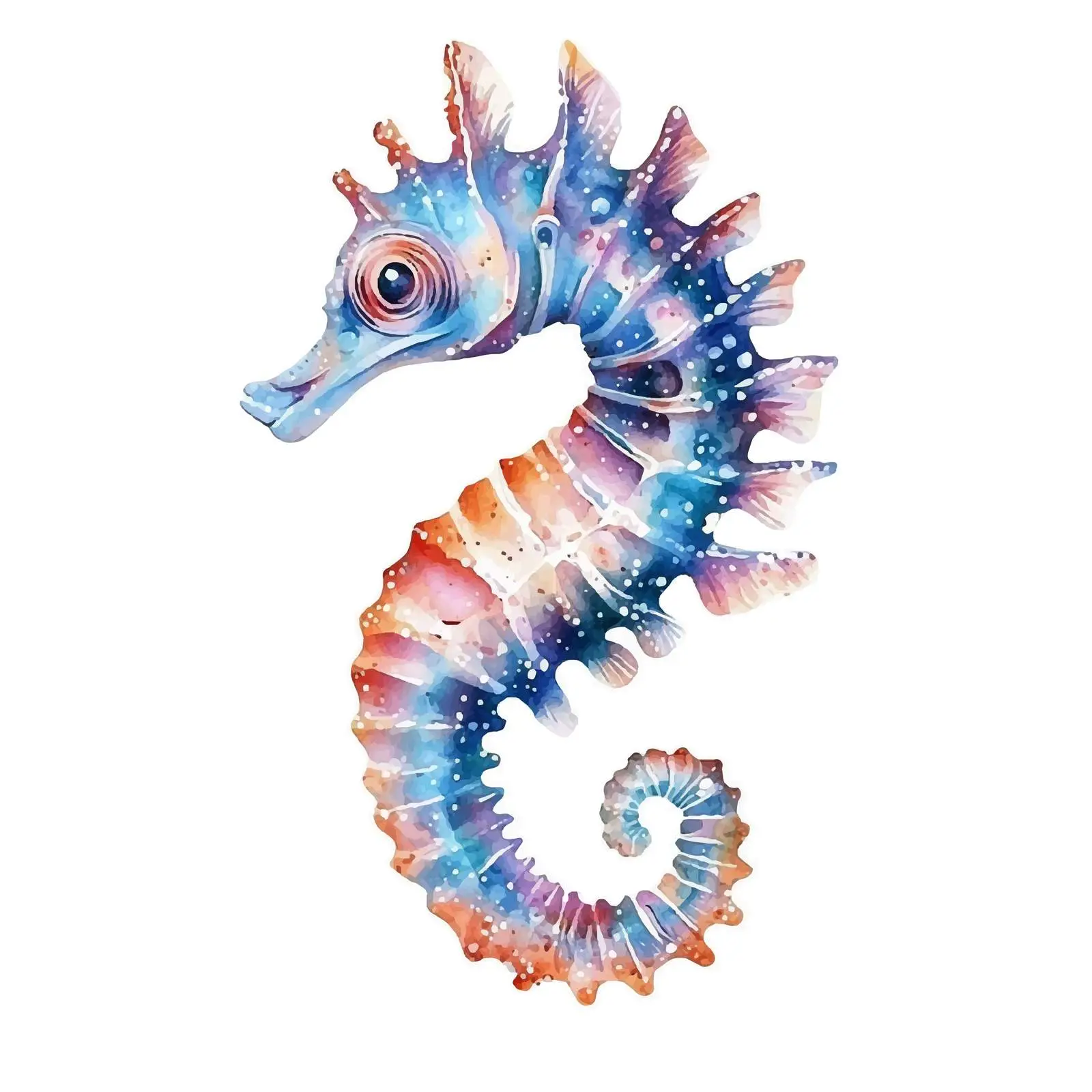 Watercolor Seahorse Vector on White Background — free download from Dotvec