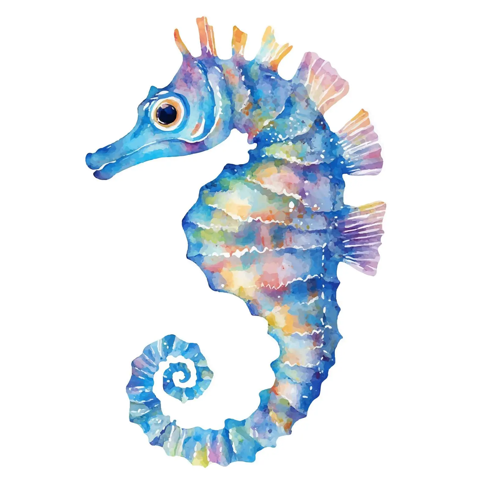 Watercolor Seahorse Vector on White Background — free download from Dotvec