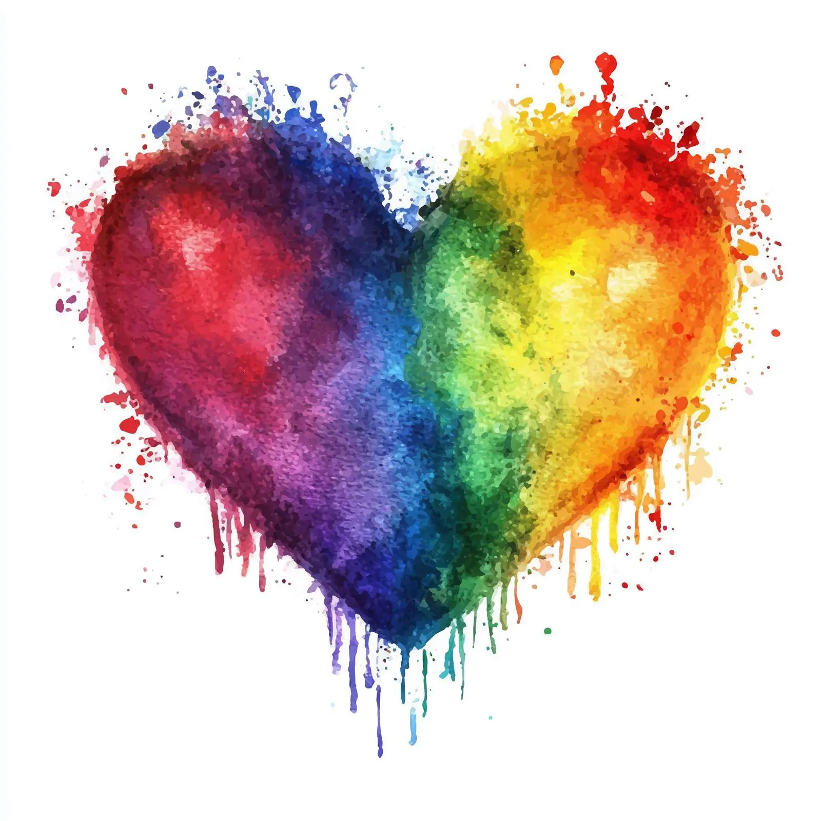 Watercolor Rainbow Heart on White Background – free spectrum image from Dotvec