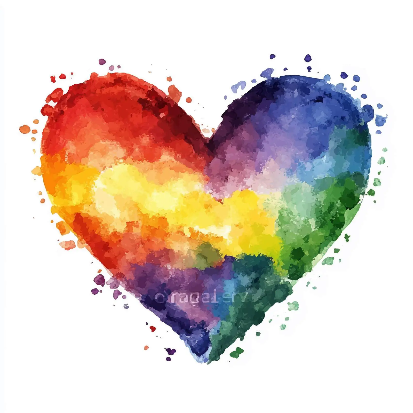 Watercolor Rainbow Heart with Texture on White Background — free download from Dotvec