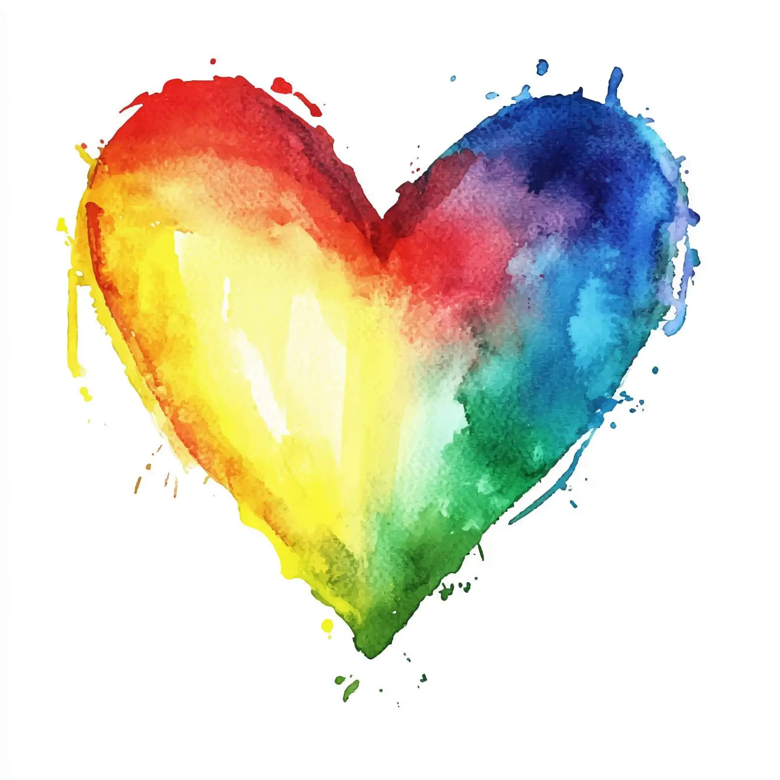 Watercolor Rainbow Heart Isolated on White Background – free cupid image from Dotvec