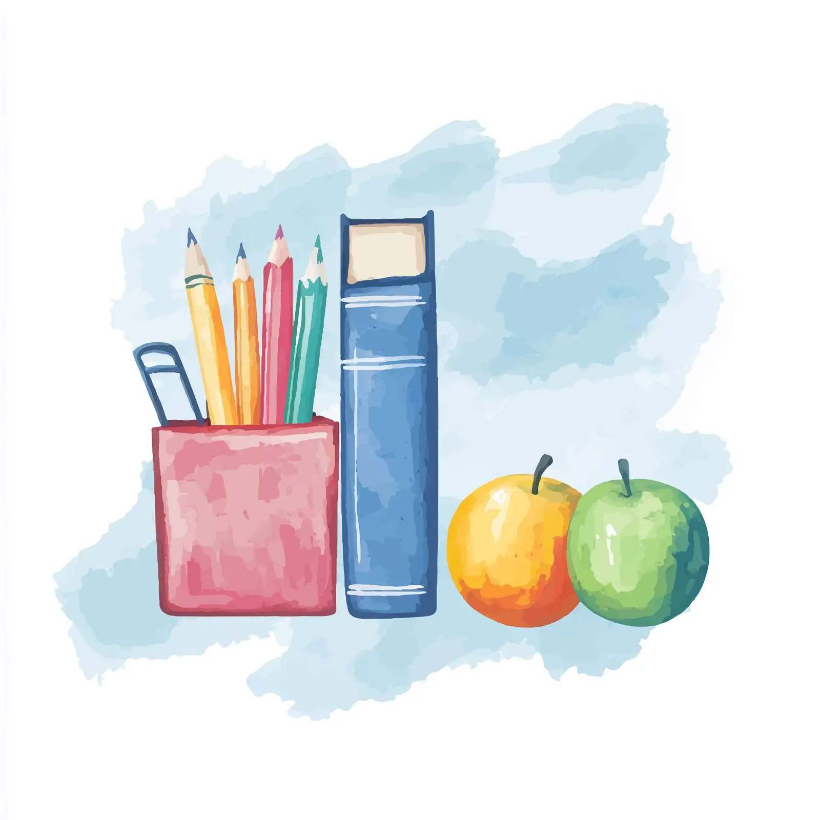 Colorful Watercolor School Icon Illustration — free download from Dotvec