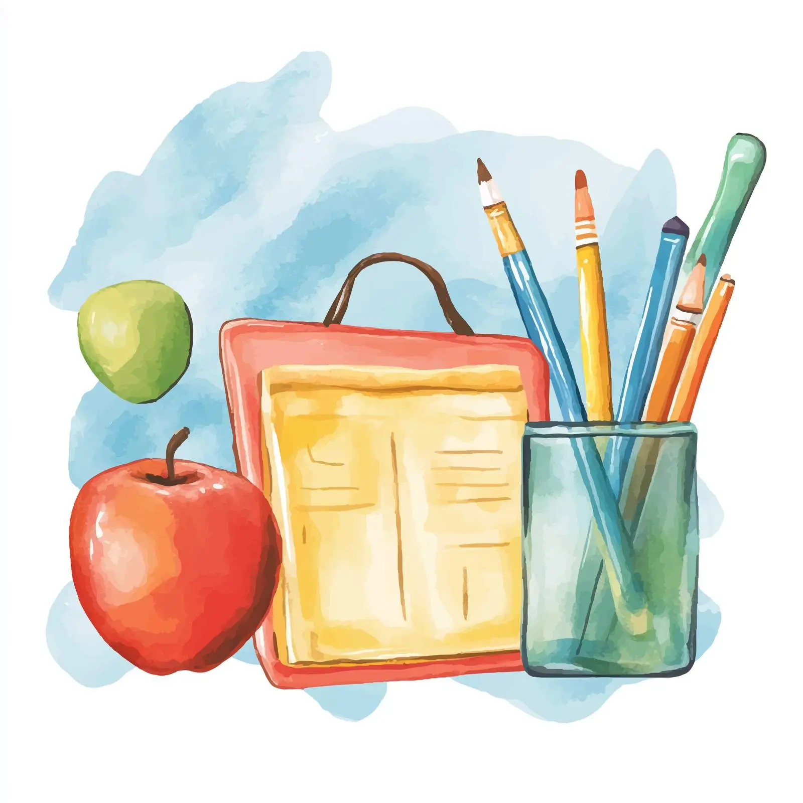Watercolor School Elements Vector Illustration — free download from Dotvec