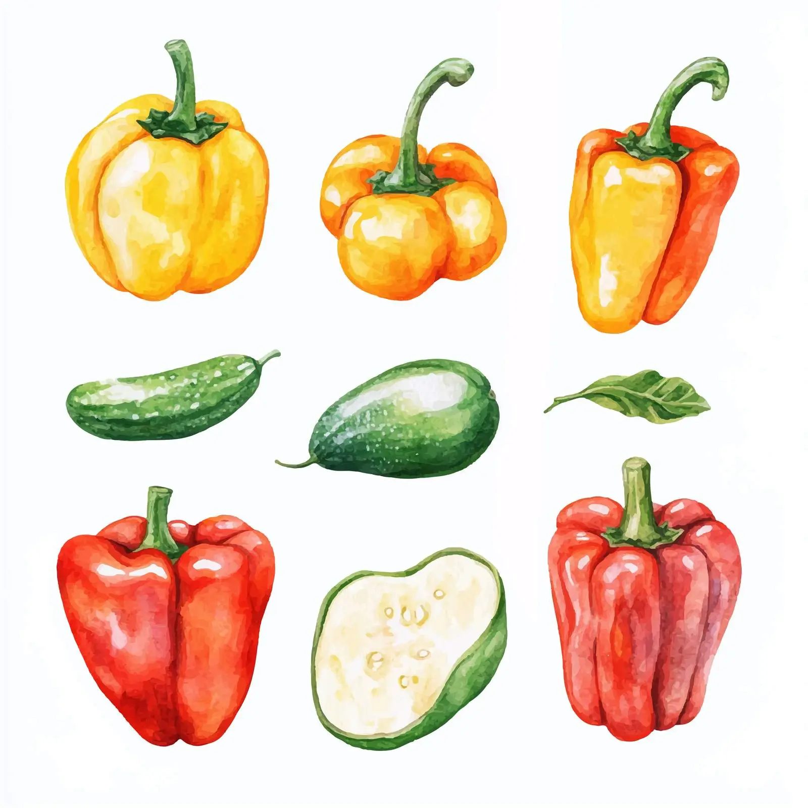 Hand-Drawn Watercolor Vegetable Set on White – free asparagus image from Dotvec