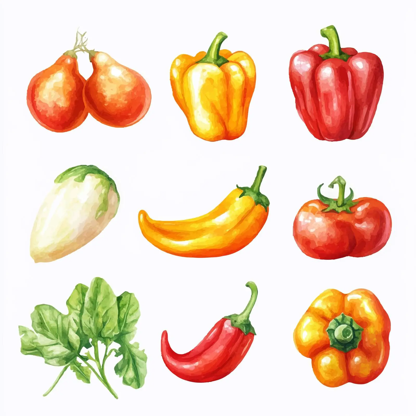 Hand-Drawn Watercolor Vegetable Set on White Background — free download from Dotvec