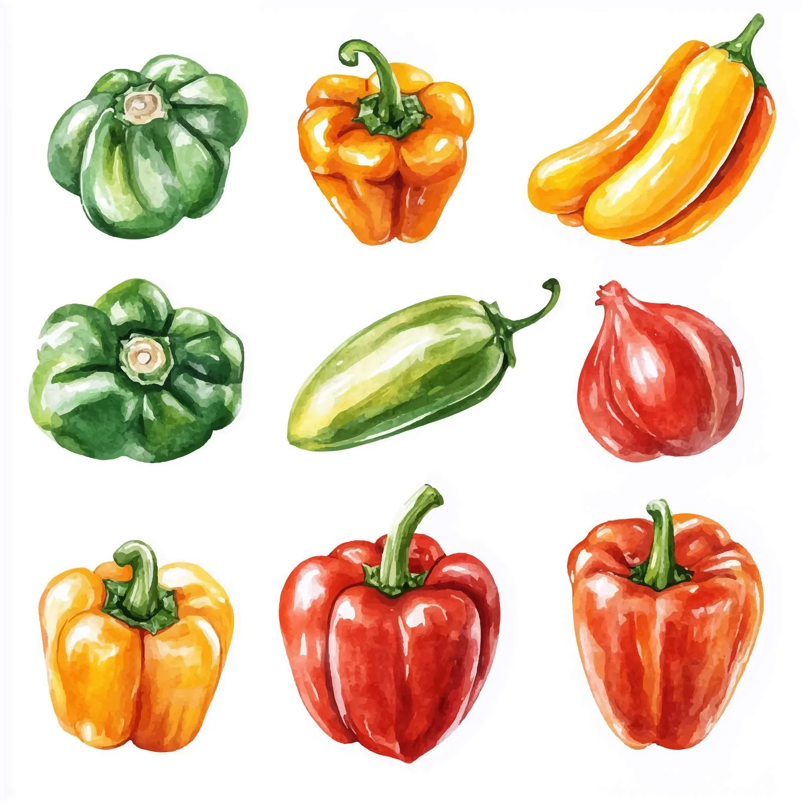 Hand-Drawn Watercolor Vegetable Set on White Background — free download from Dotvec