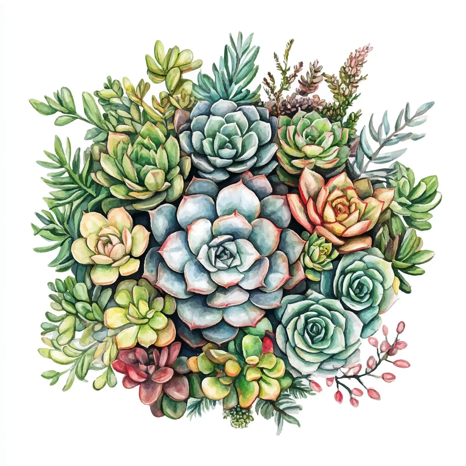 Hand-Drawn Watercolor Succulents Illustration — free download from Dotvec