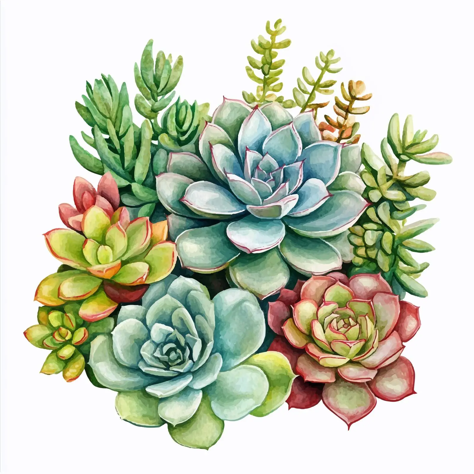 Hand-Drawn Watercolor Succulents Illustration — free download from Dotvec