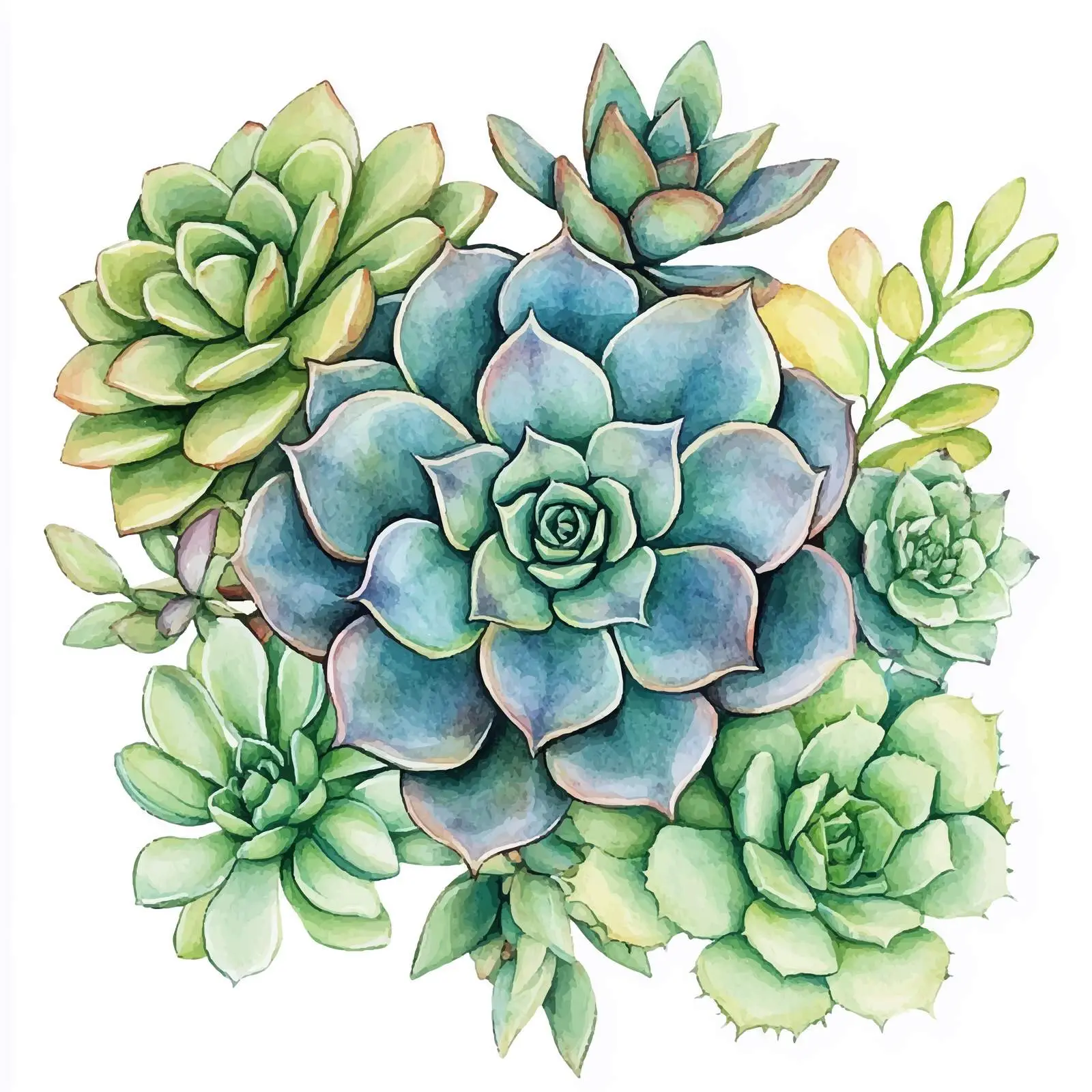 Hand-drawn Watercolor Succulent Illustration — free download from Dotvec