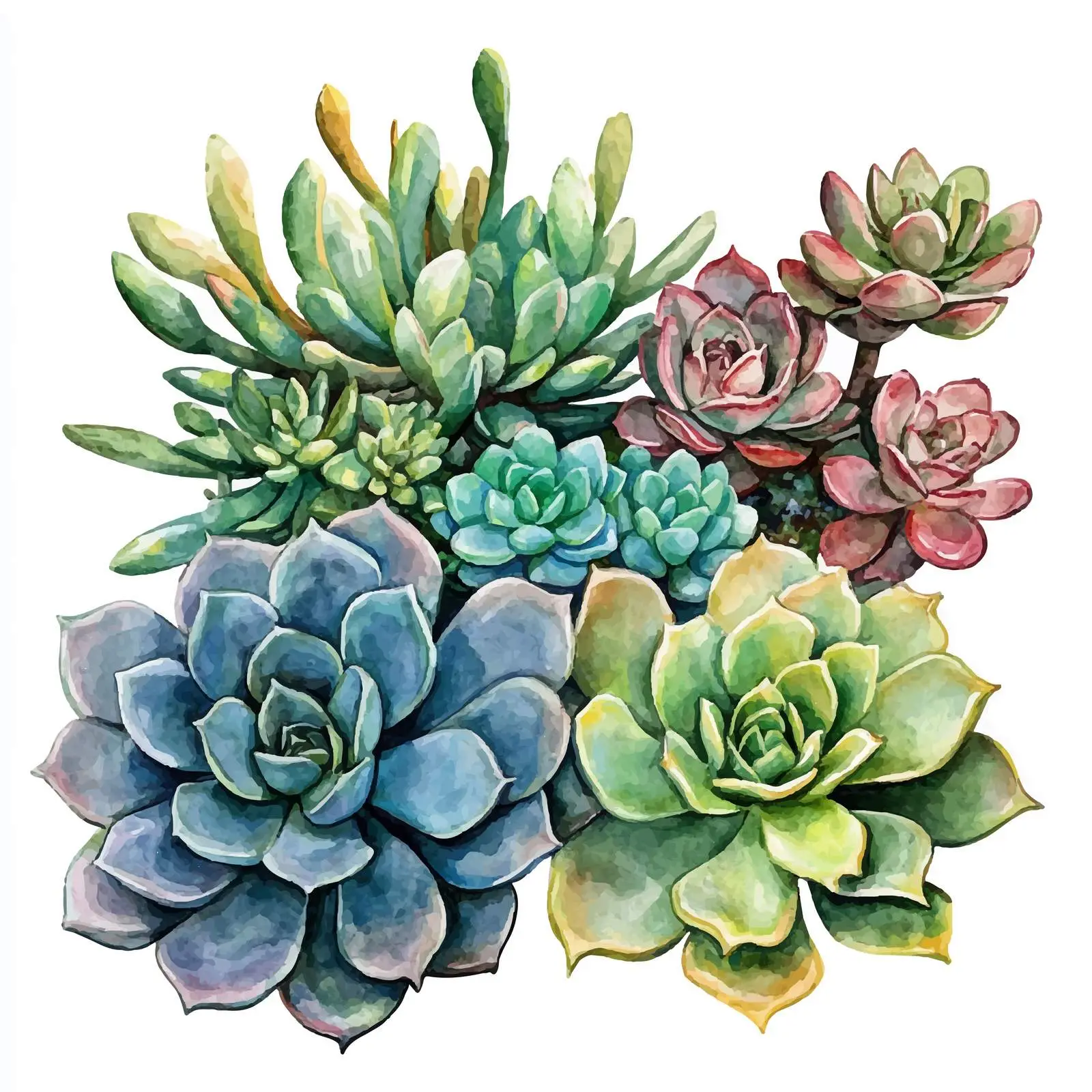 Hand-Drawn Watercolor Succulents Illustration — free download from Dotvec