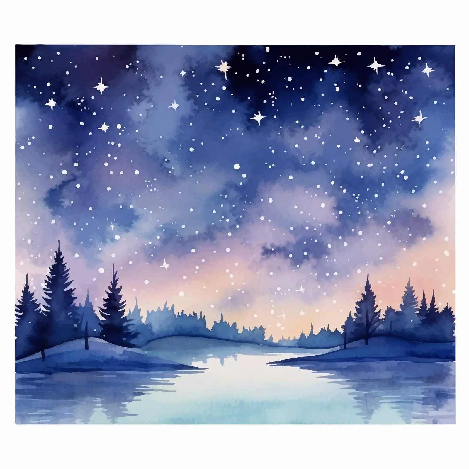 Calm Starry Sky Watercolor Illustration Vectors — free download from Dotvec