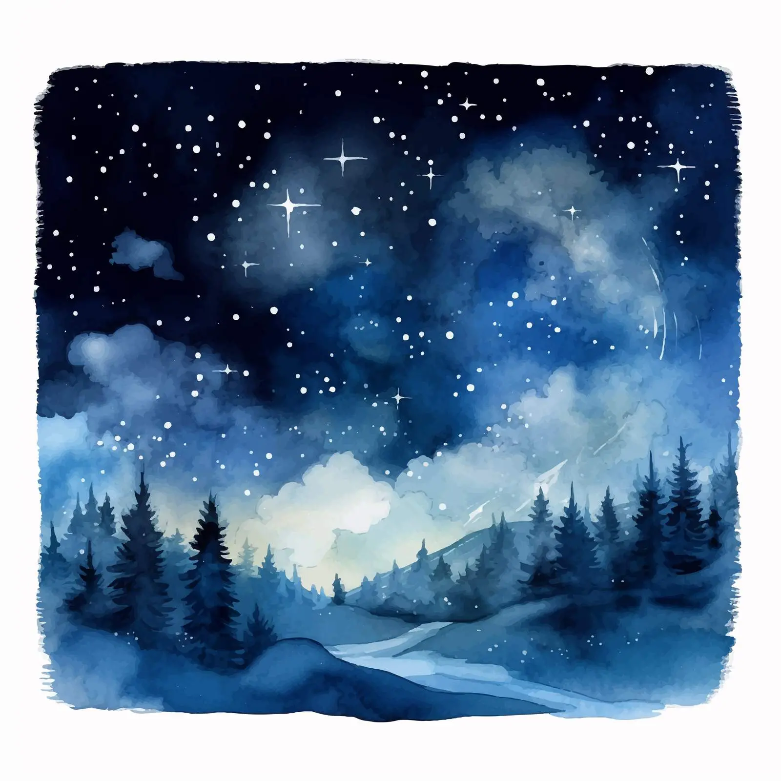 Calm Watercolor Night Sky Illustration — free download from Dotvec