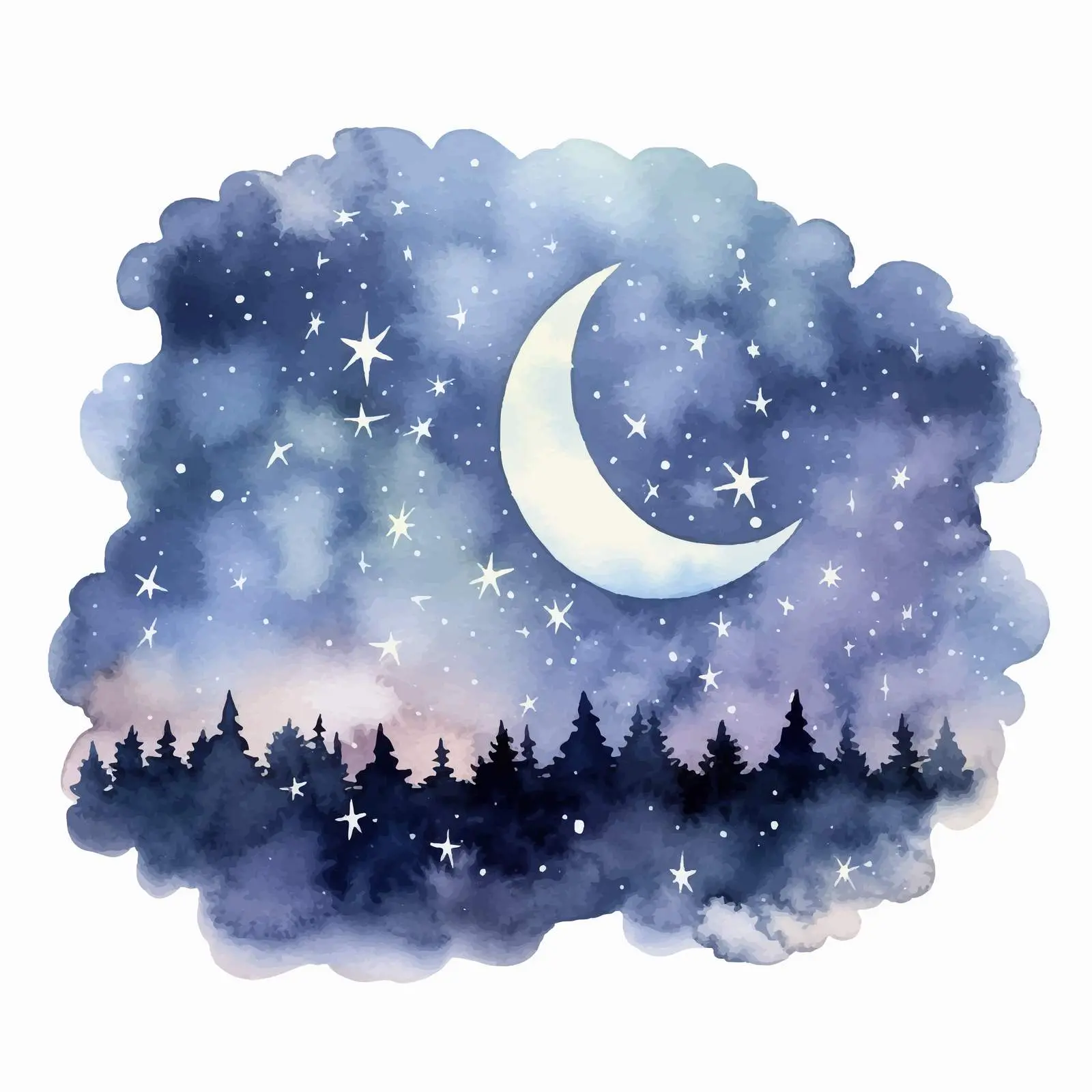 Calm Starry Sky Watercolor Illustration — free download from Dotvec