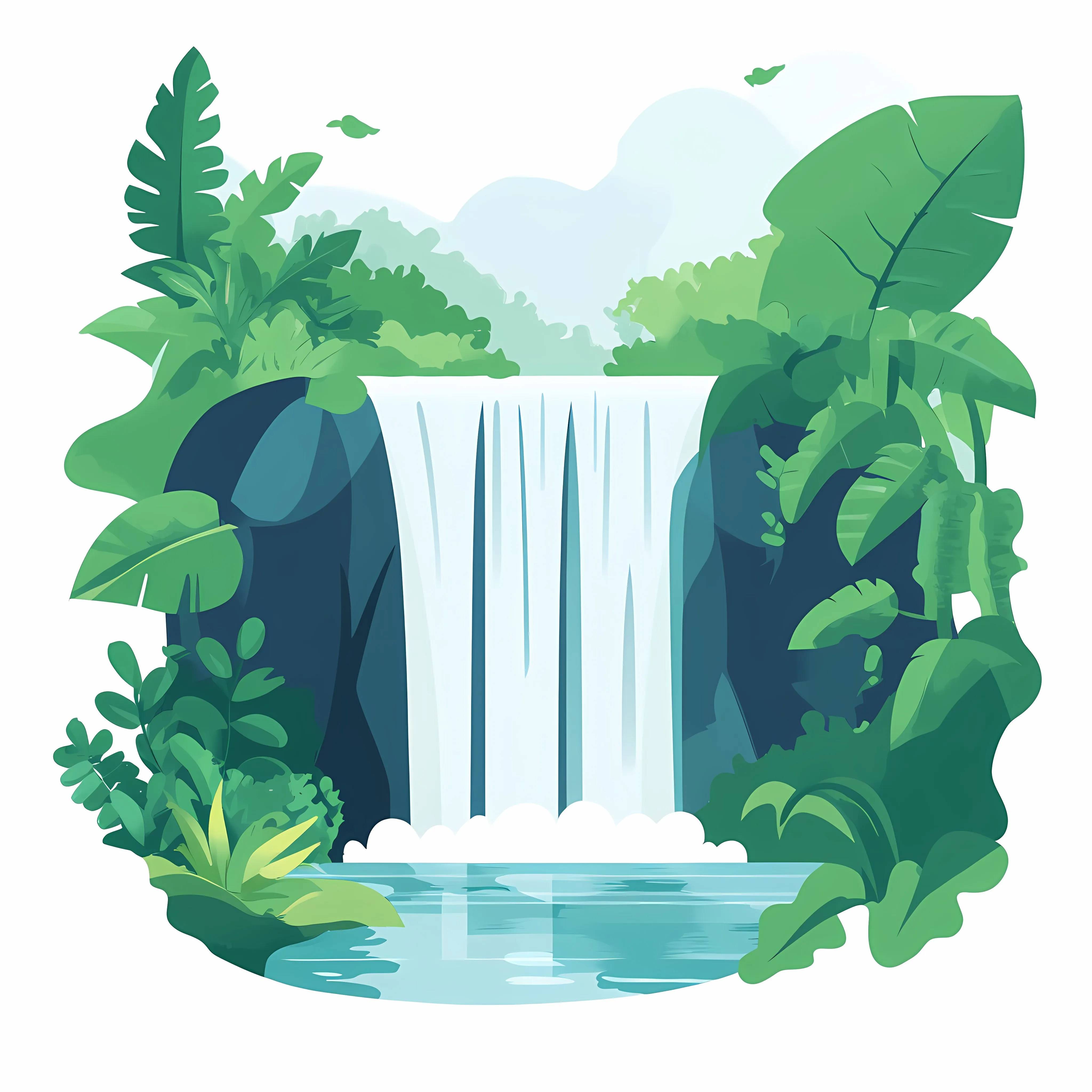 Flat Vector Illustration of Waterfall Landscape — free download from Dotvec