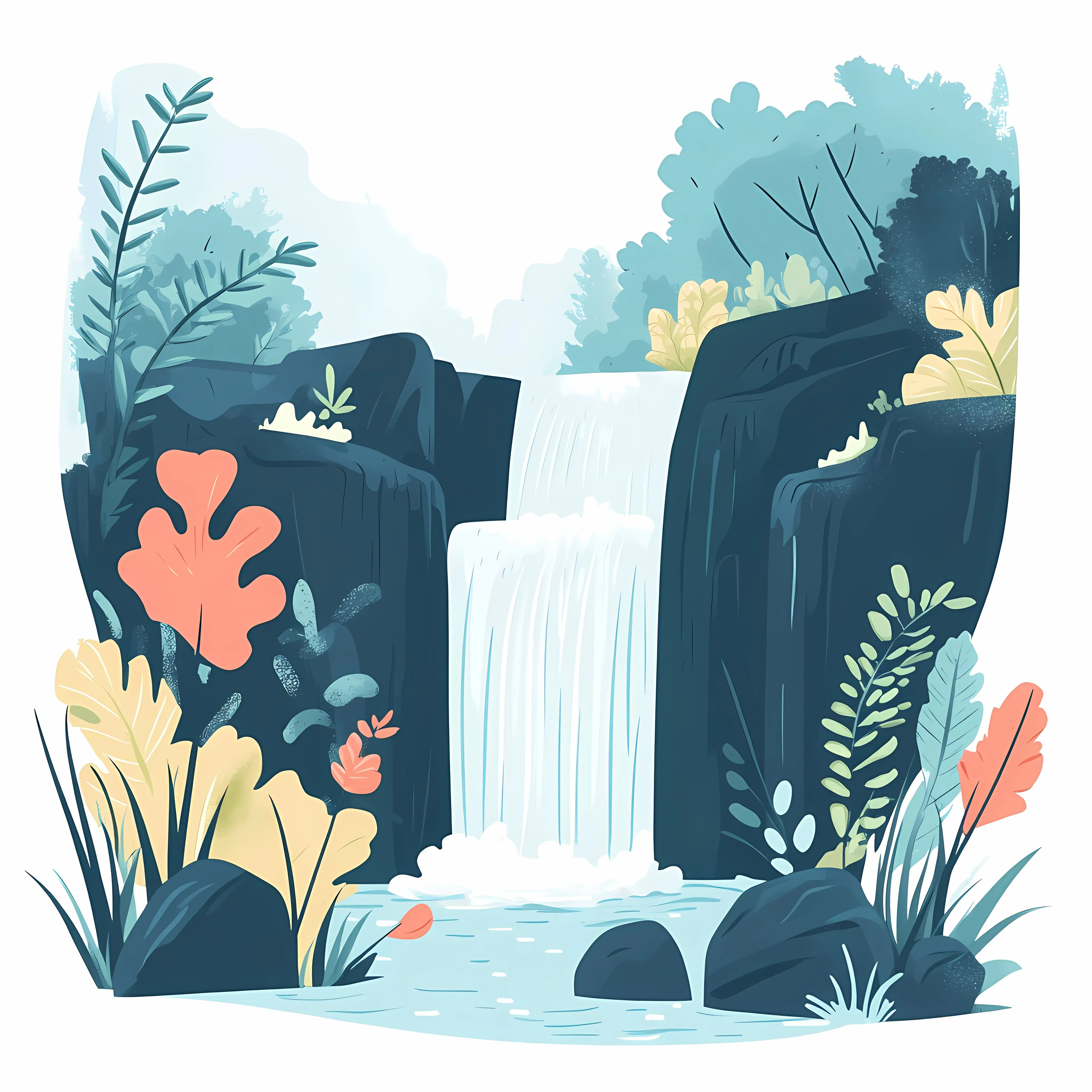 Scenic Waterfall Landscape with Lush Plants — free download from Dotvec