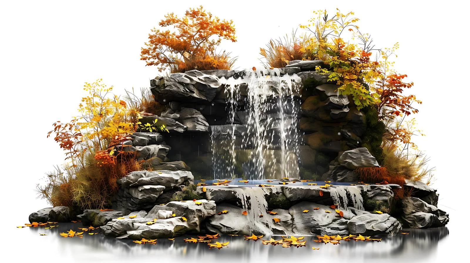 Autumn Forest Waterfall on White Background — free download from Dotvec